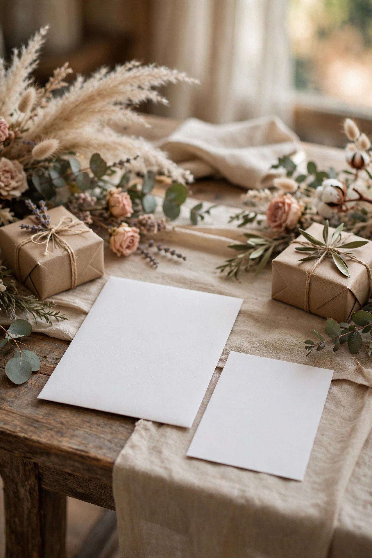 A labeled envelope and card placed at a wedding gift table
