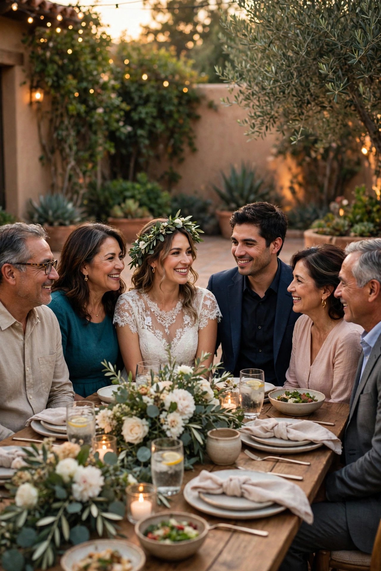 A bride's family hosting a formal despedida de soltera dinner for both families