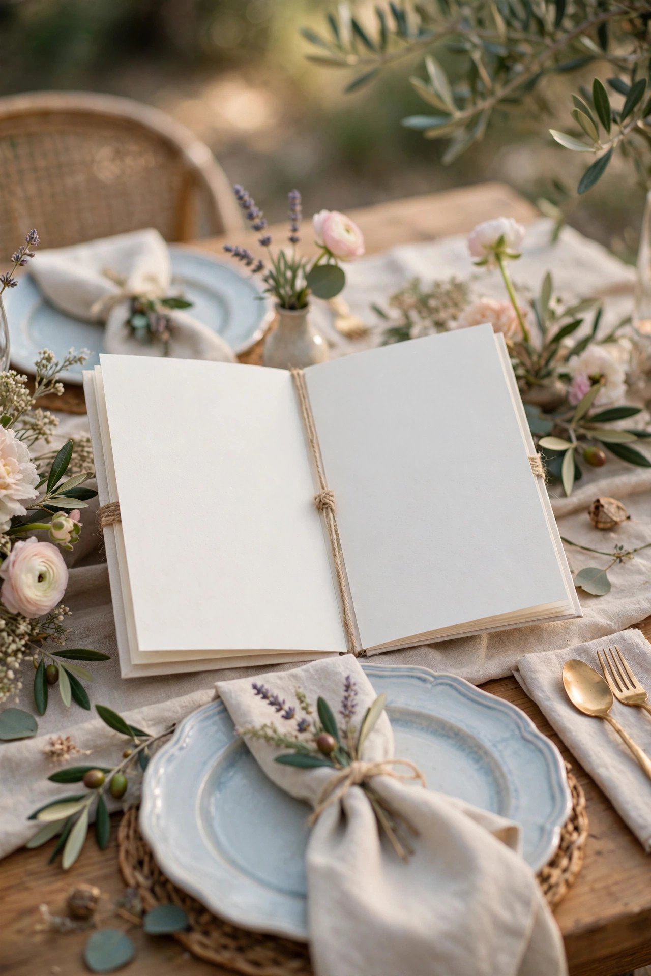 A bilingual wedding menu printed in French and English