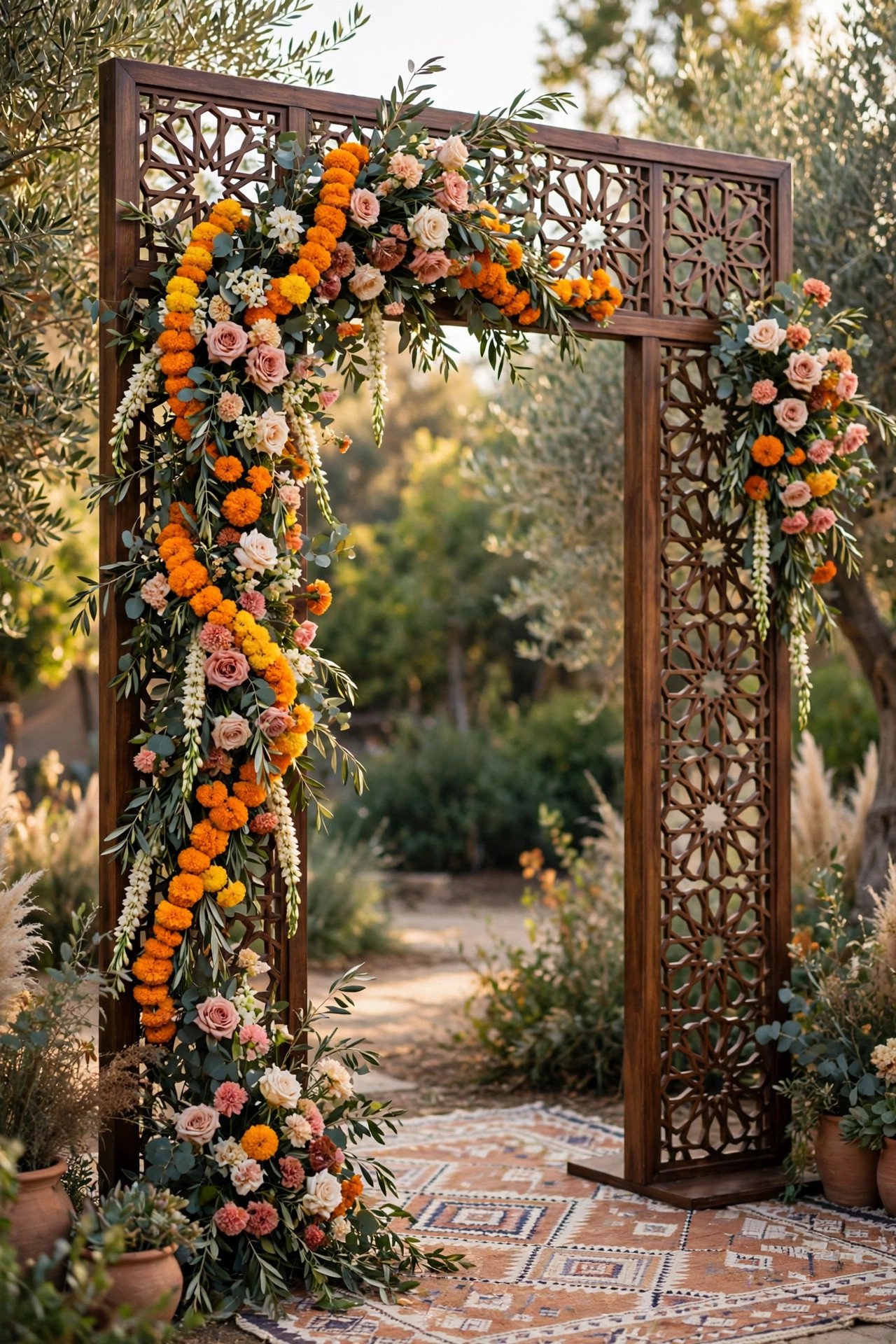 Ceremony Arch Blending Both Design Languages at a wedding celebration