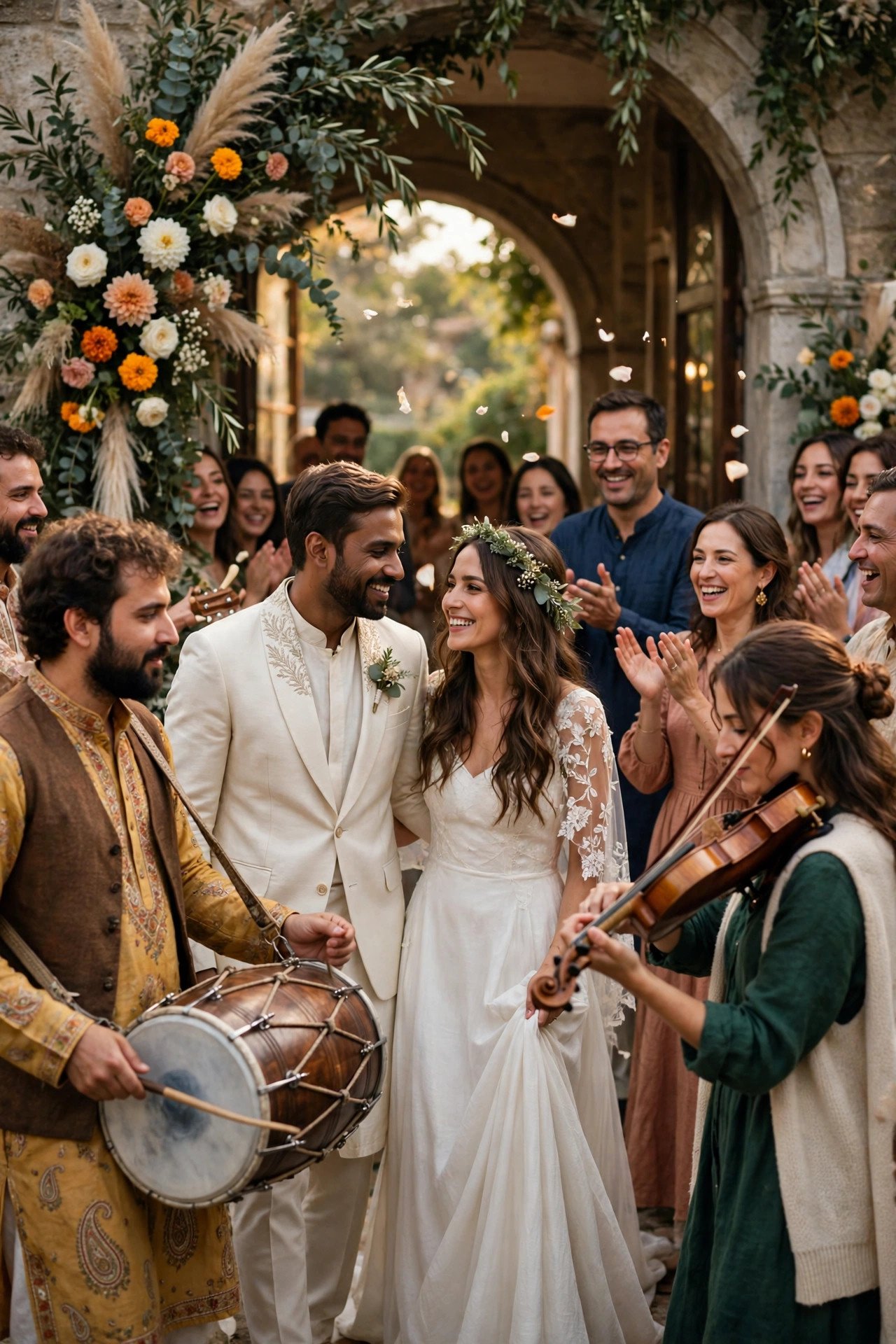Grand Entrance With Both Musical Traditions at a wedding celebration