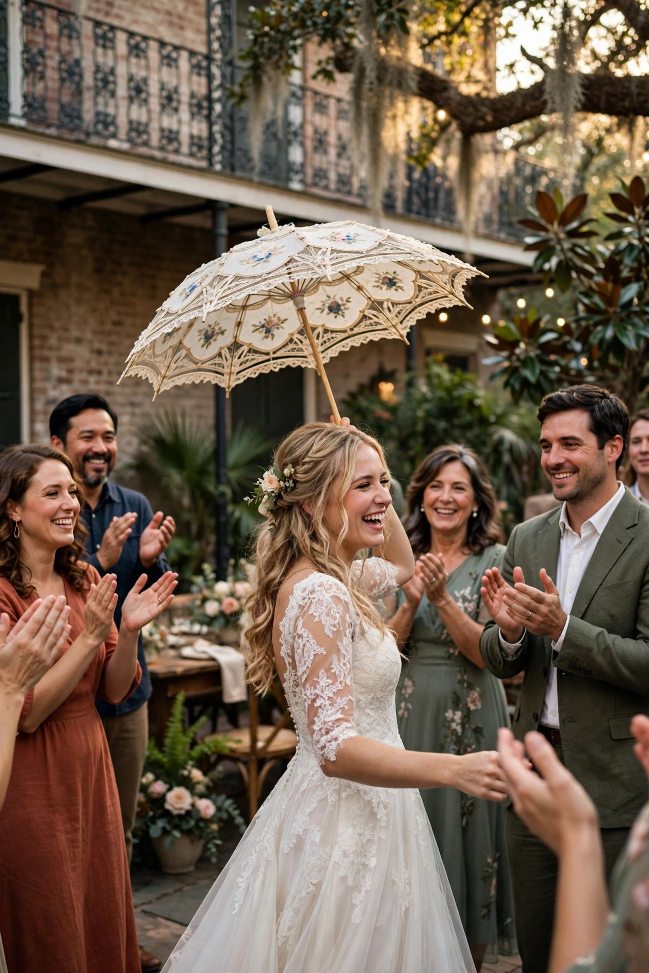 The Umbrella Dance at the Reception at a wedding celebration