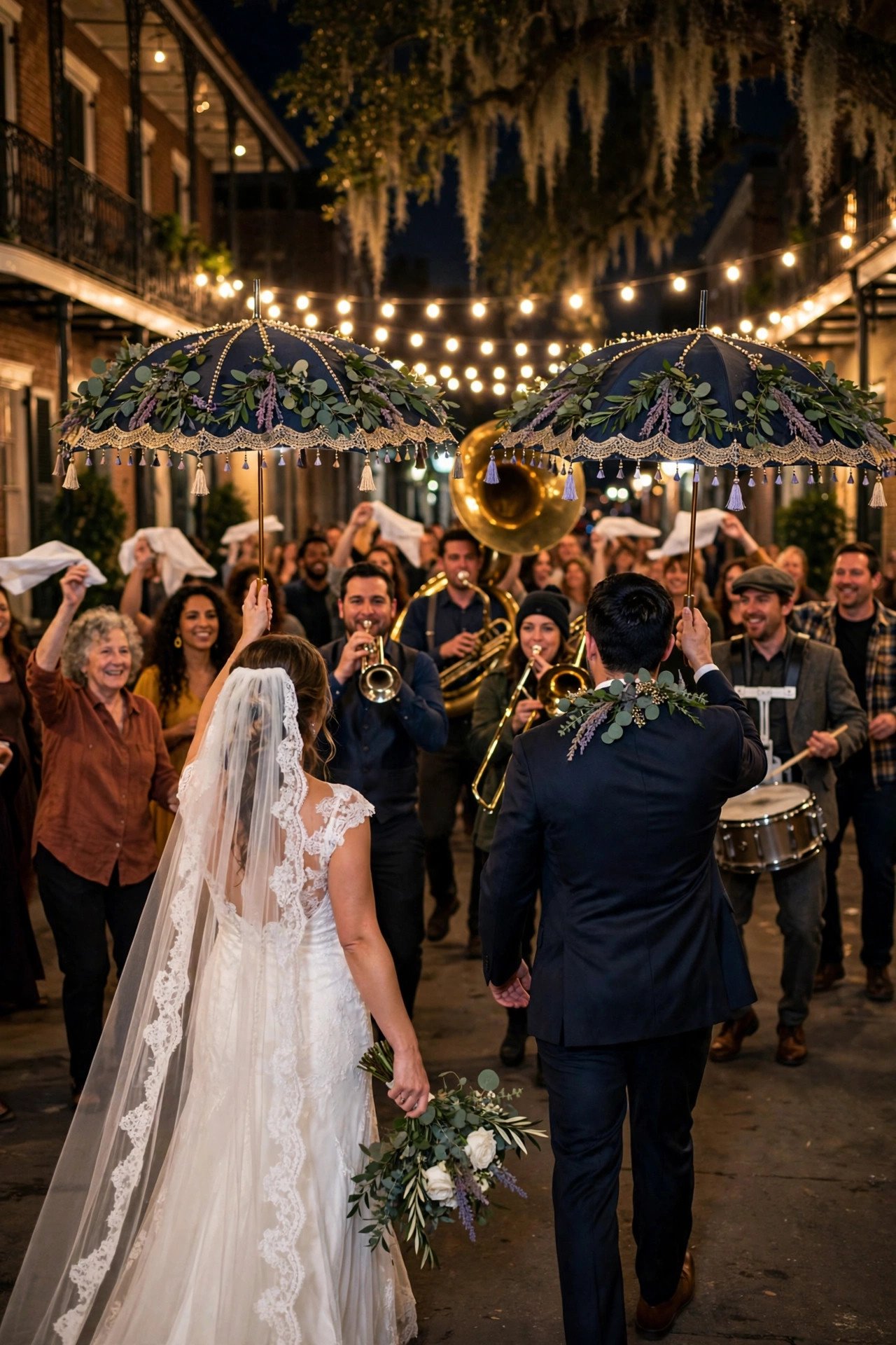 A Going-Away Second Line at a wedding celebration
