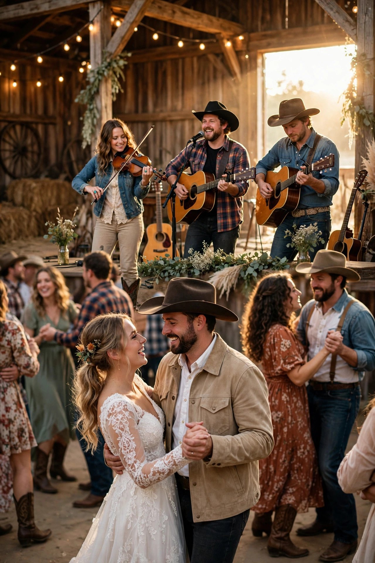 A Live Country Band for the First Hour of Dancing at a wedding celebration