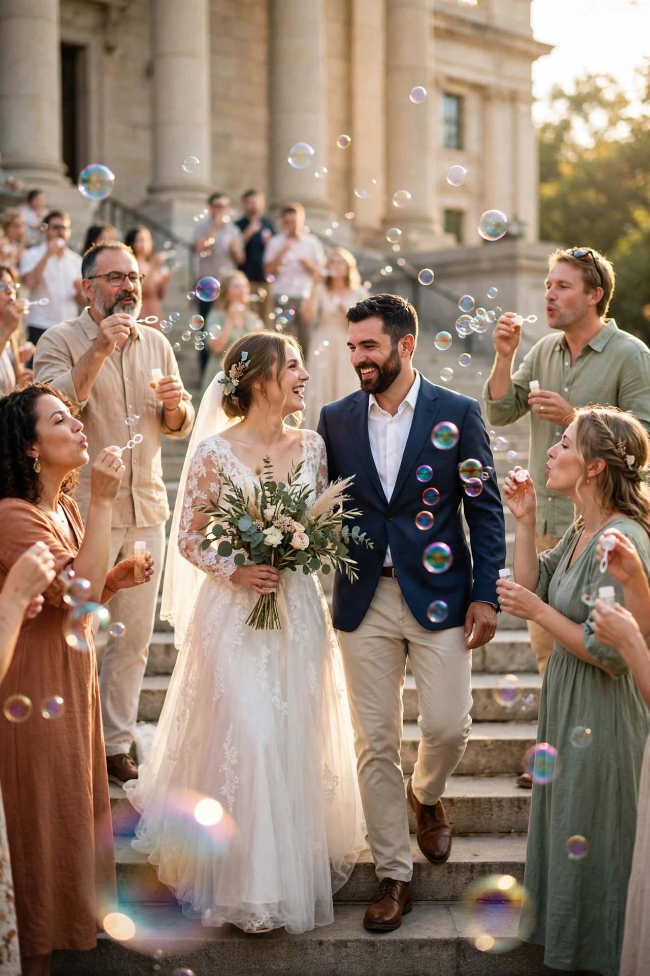 Confetti or Bubbles Outside — Where the Rules Allow at a wedding celebration