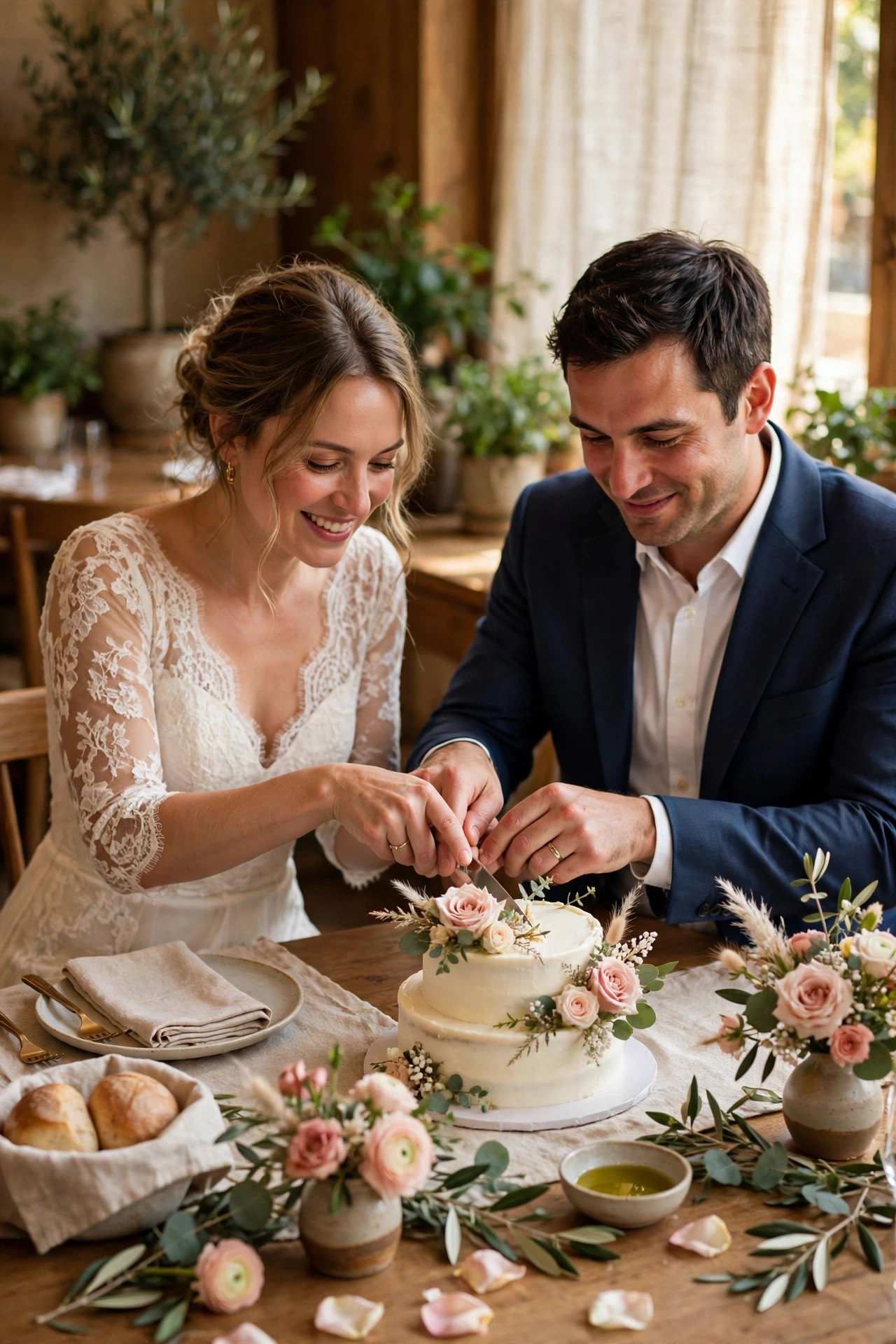 Bring a Small Cake to the Celebration Meal at a wedding celebration