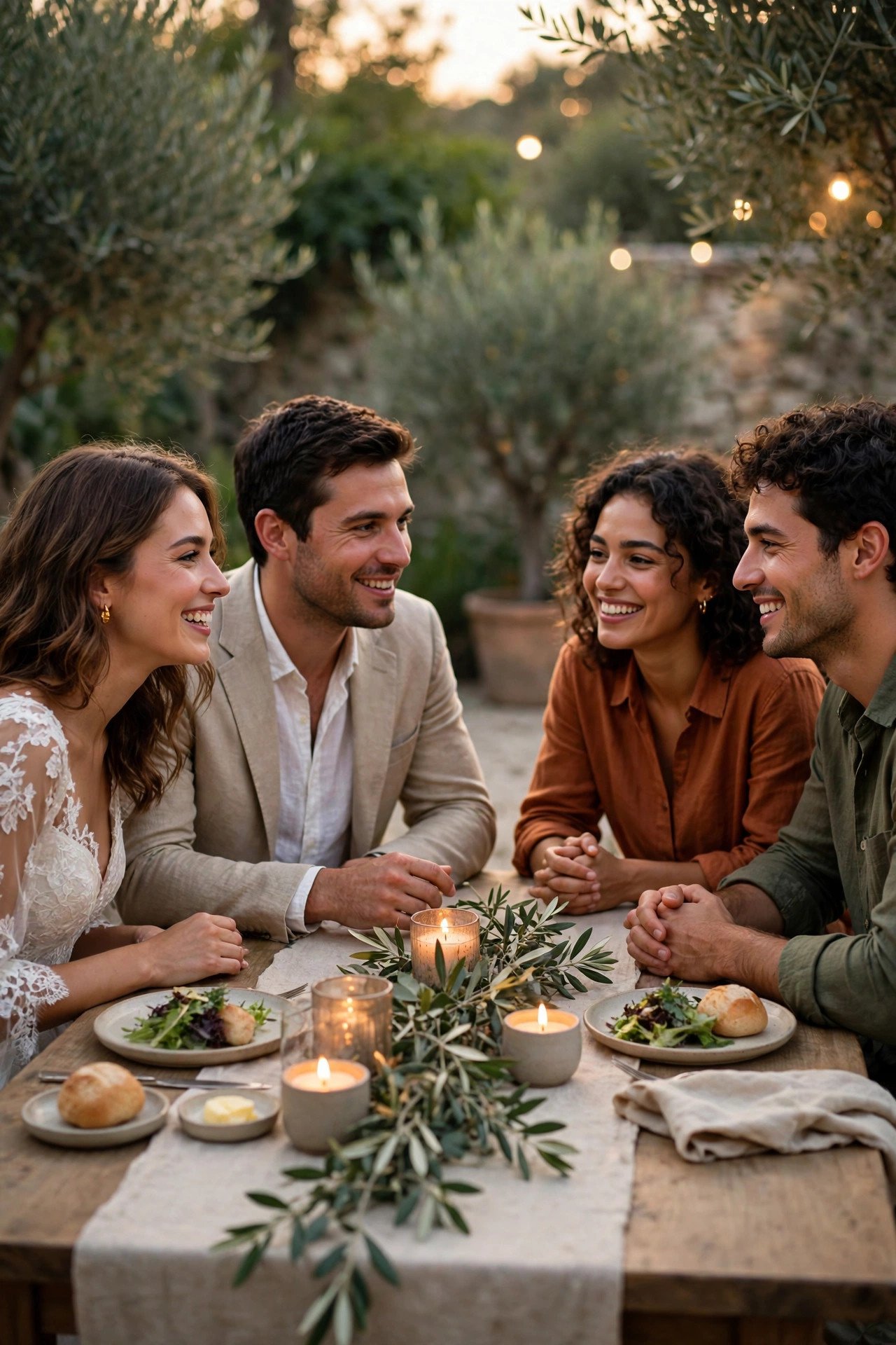 Couple asking two close friends to be their wedding witnesses over dinner