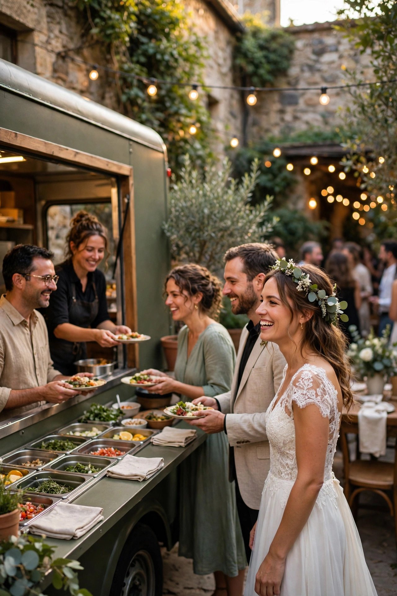 Food Truck Reception in a Courtyard — courthouse wedding reception ideas inspiration