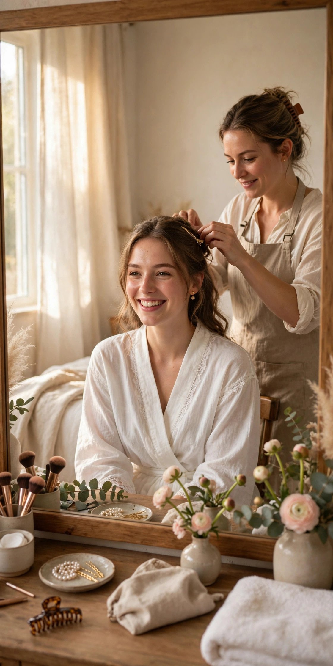 8:00 AM: Hair, Makeup, and Getting Ready — courthouse wedding timeline inspiration