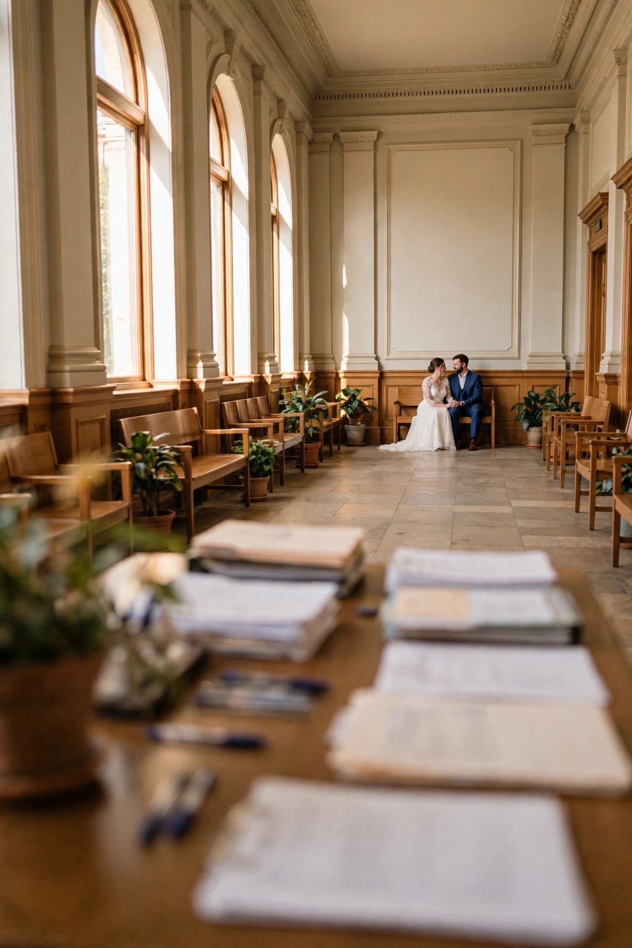 10:15 AM: Paperwork and the Waiting Room — courthouse wedding timeline inspiration