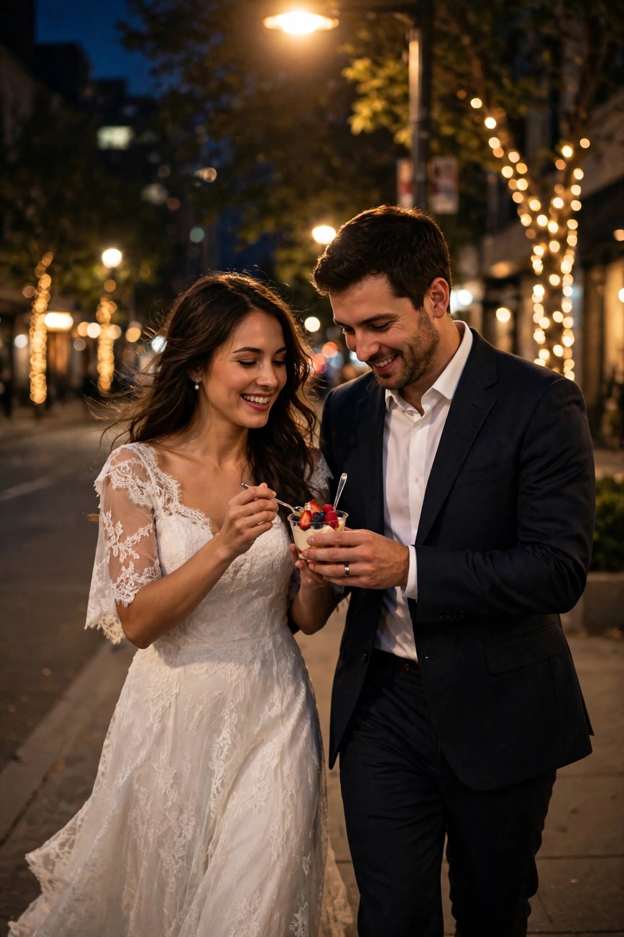 9:00 PM: A Low-Key Ending — Dessert or a Night Walk — courthouse wedding timeline inspiration