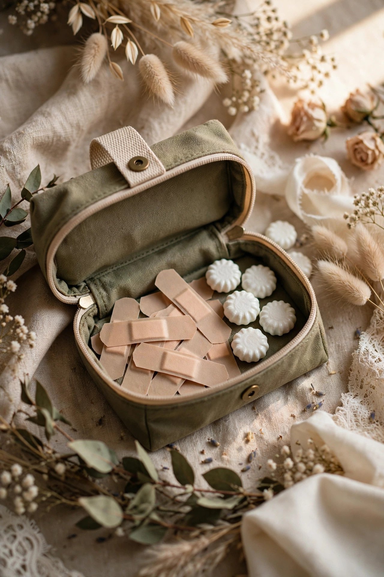 Small first-aid kit with plasters, pain relief and mints