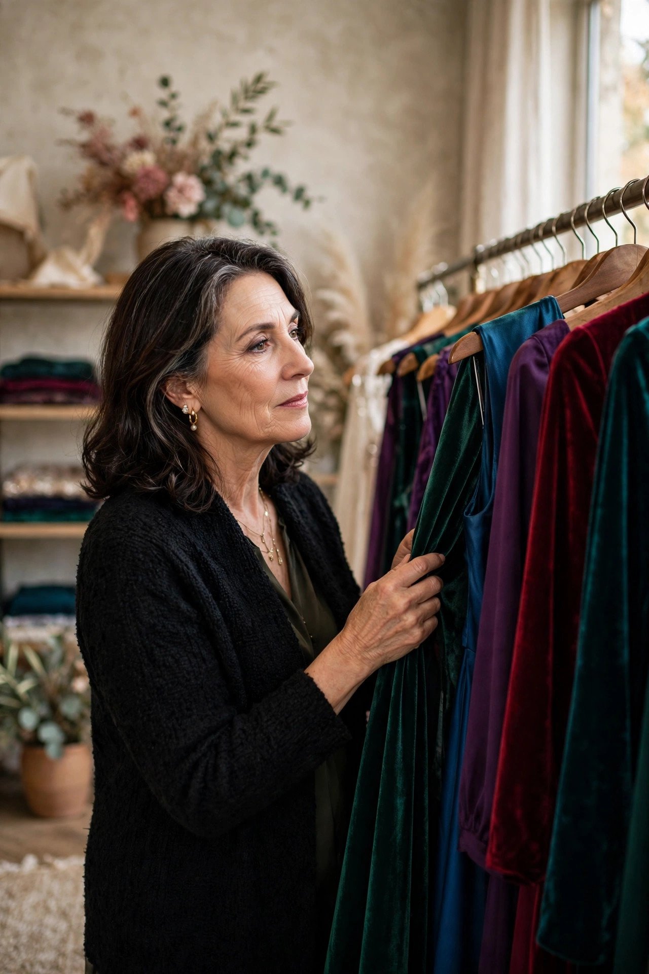 Mother of the bride choosing jewel tones instead of white or neon dresses