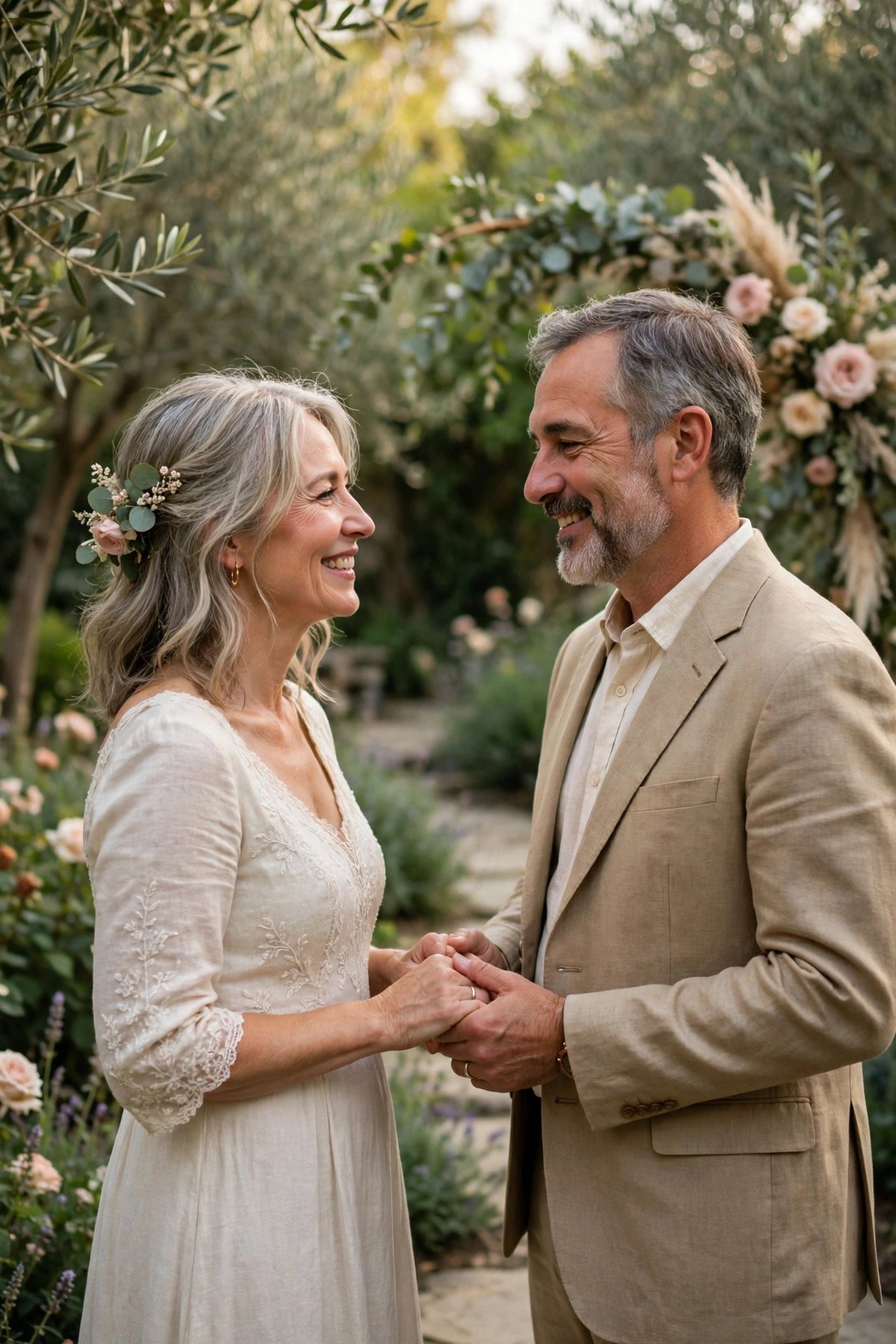 Happy married couple renewing vows, an event only open to couples already married