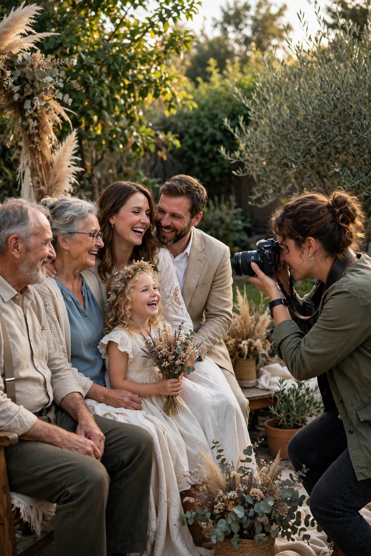 Photographer capturing candid family moments at a renewal rather than formal posed coverage