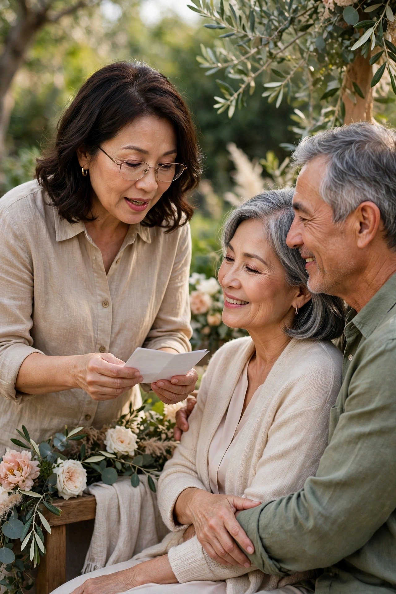 A close family member or friend reads the famous passage on love at a vow renewal ceremony