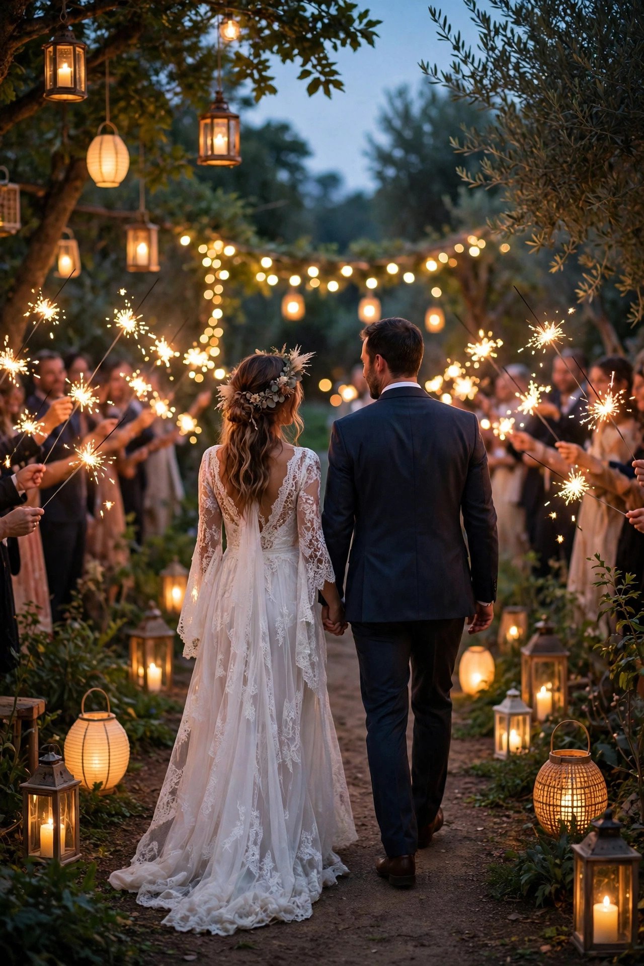 Vow renewal photography moment: Shoot a Sparkler or Lantern Exit