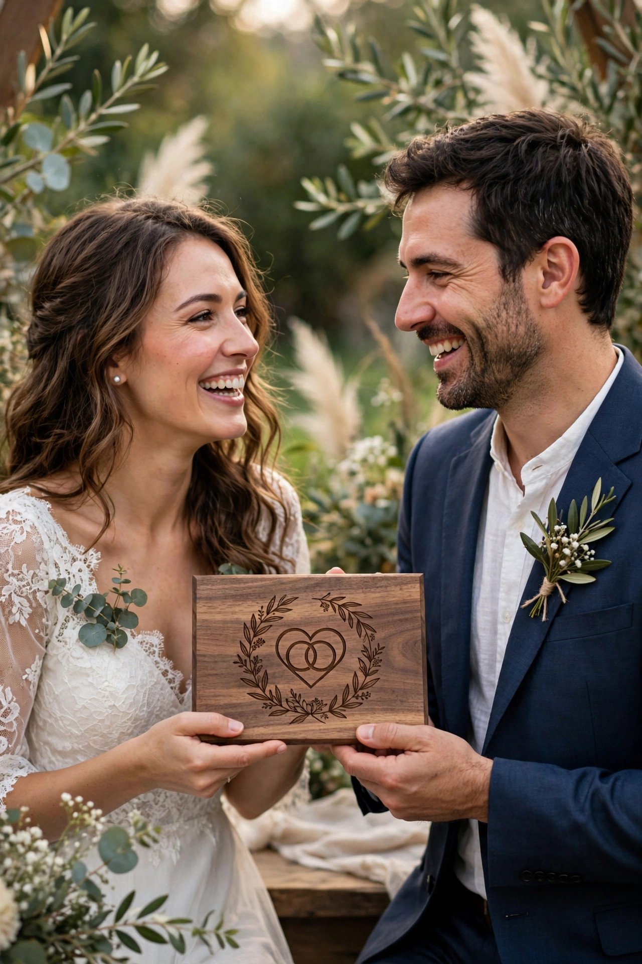 Vow renewal gift idea presented to a couple: An Engraved Renewal Date Plaque