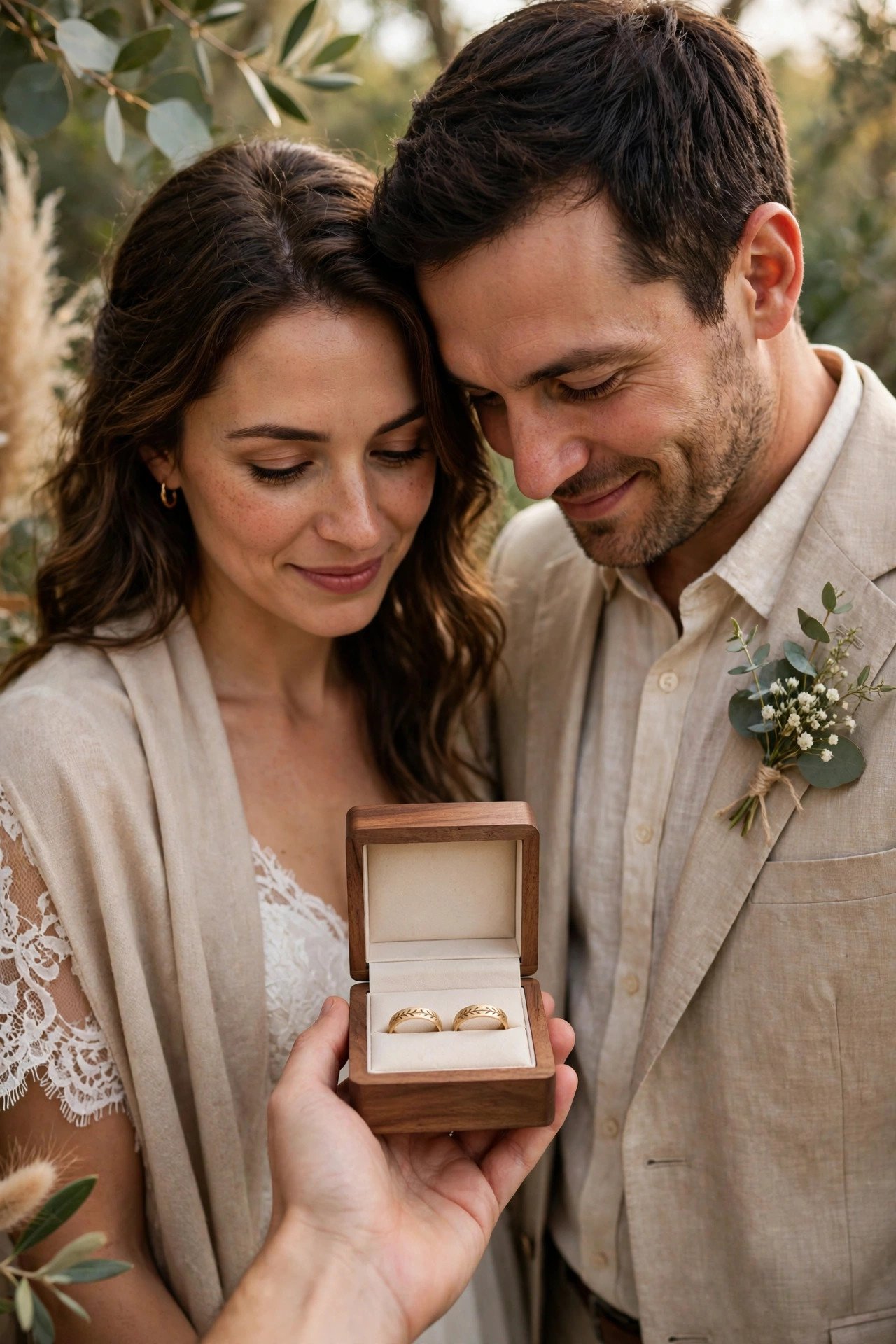 Vow renewal gift idea presented to a couple: Matching Engraved Renewal Bands