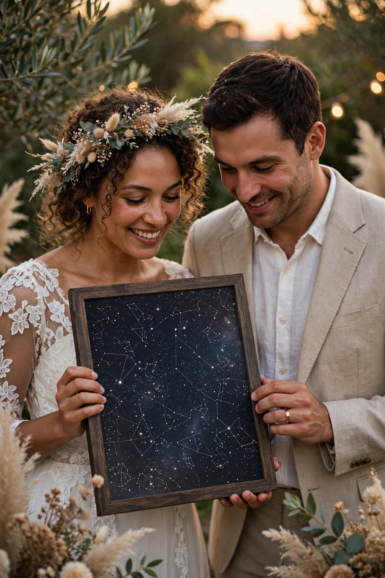 Vow renewal gift idea presented to a couple: A Custom Star Map of the Renewal Night