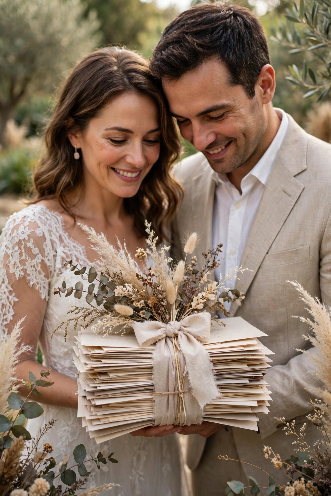 Vow renewal gift idea presented to a couple: A Handwritten Letter From Each Decade of Guests