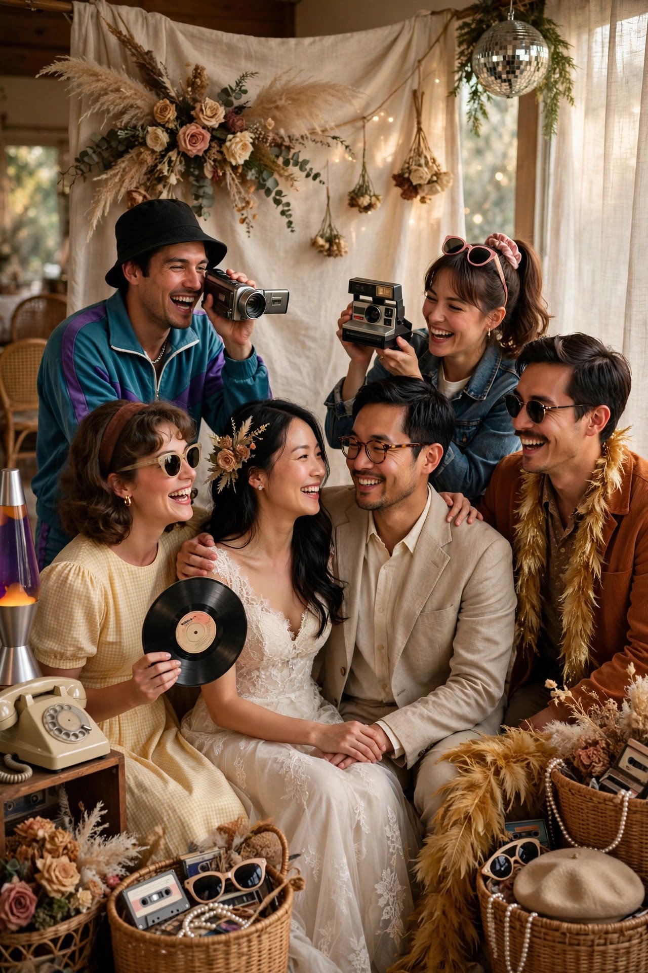 Anniversary party idea in action: A Themed Photo Booth of Their Eras