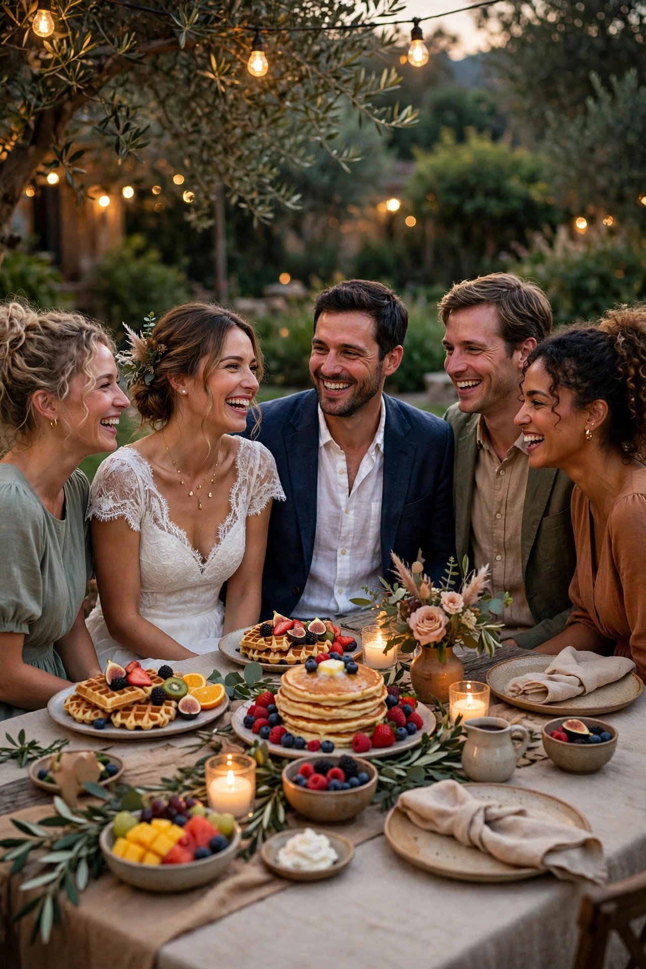 Anniversary party idea in action: Breakfast-for-Dinner Anniversary Brunch Party