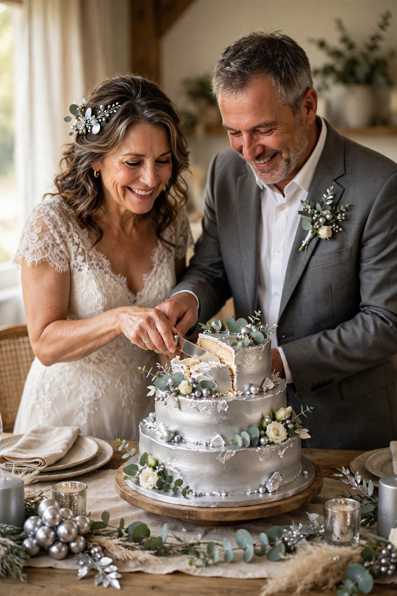 25th silver anniversary party idea: Silver Anniversary Cake With Original Flavor