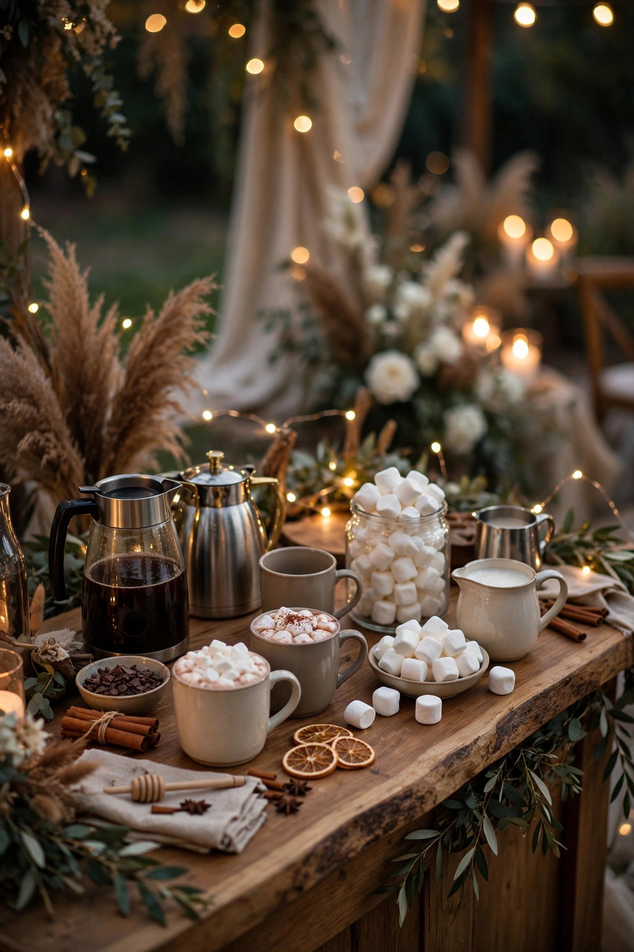 25th silver anniversary party idea: A Hot Cocoa and Coffee Bar for the Late Hours