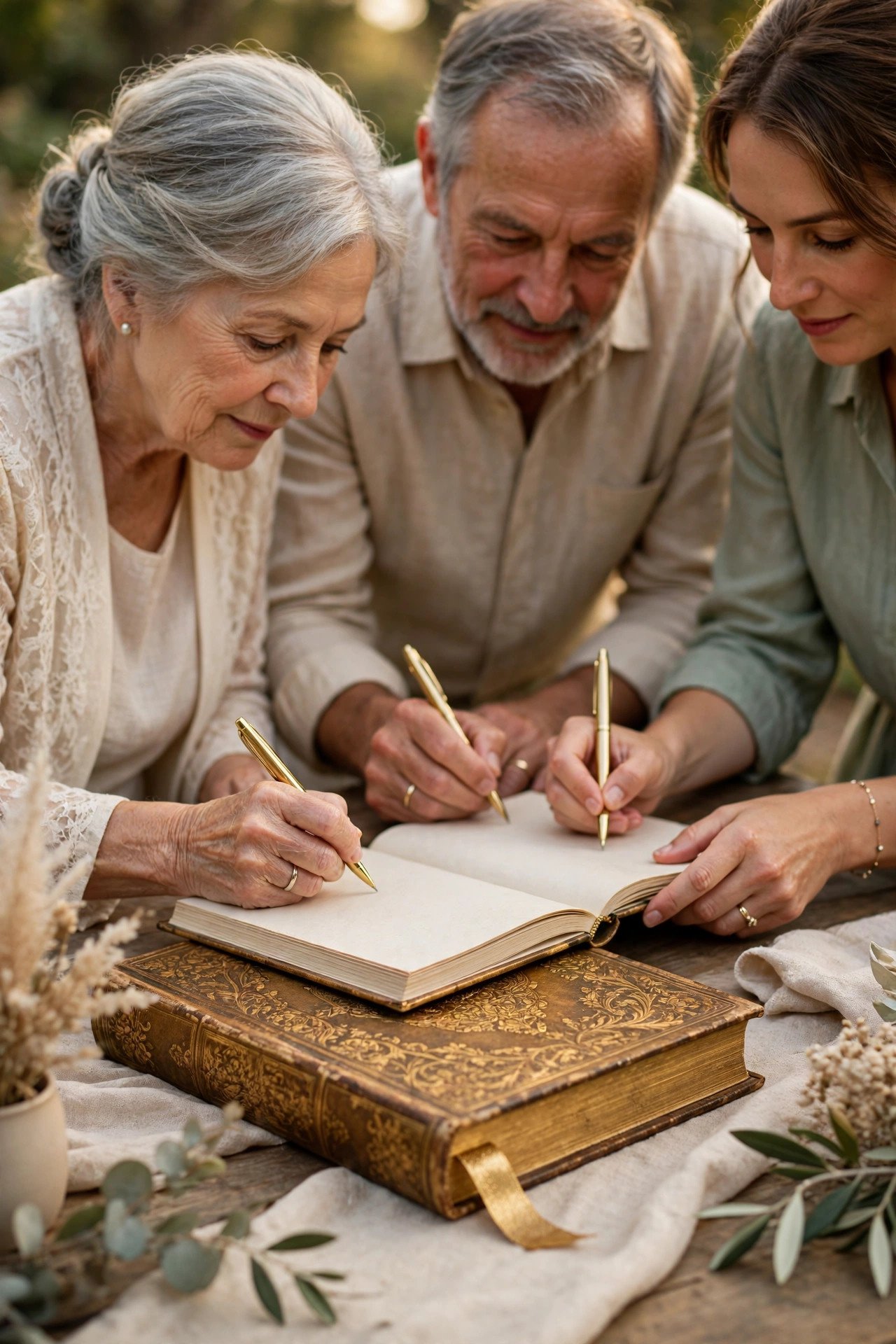 50th golden anniversary party idea: A Gold Guest Book: The Family Bible or Heirloom