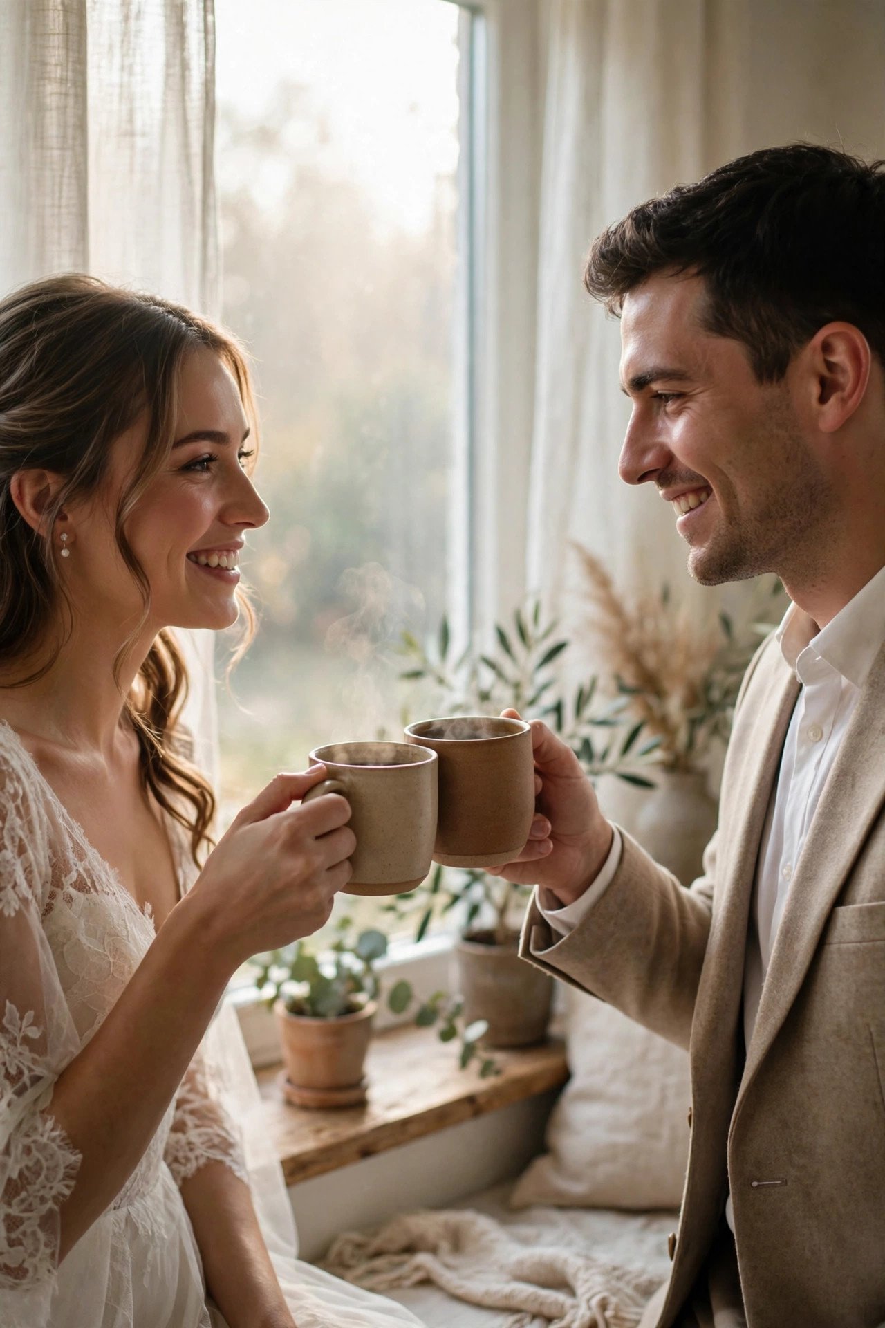Anniversary photo idea for the caption: We go together like coffee and mornings.