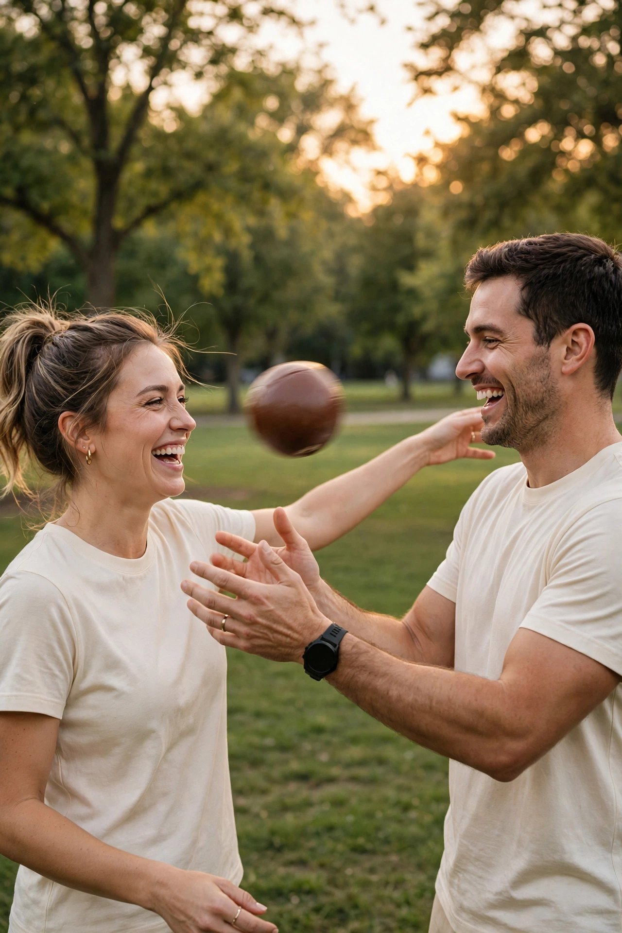 Anniversary photo idea for the caption: Year one taught me: love is a team sport.