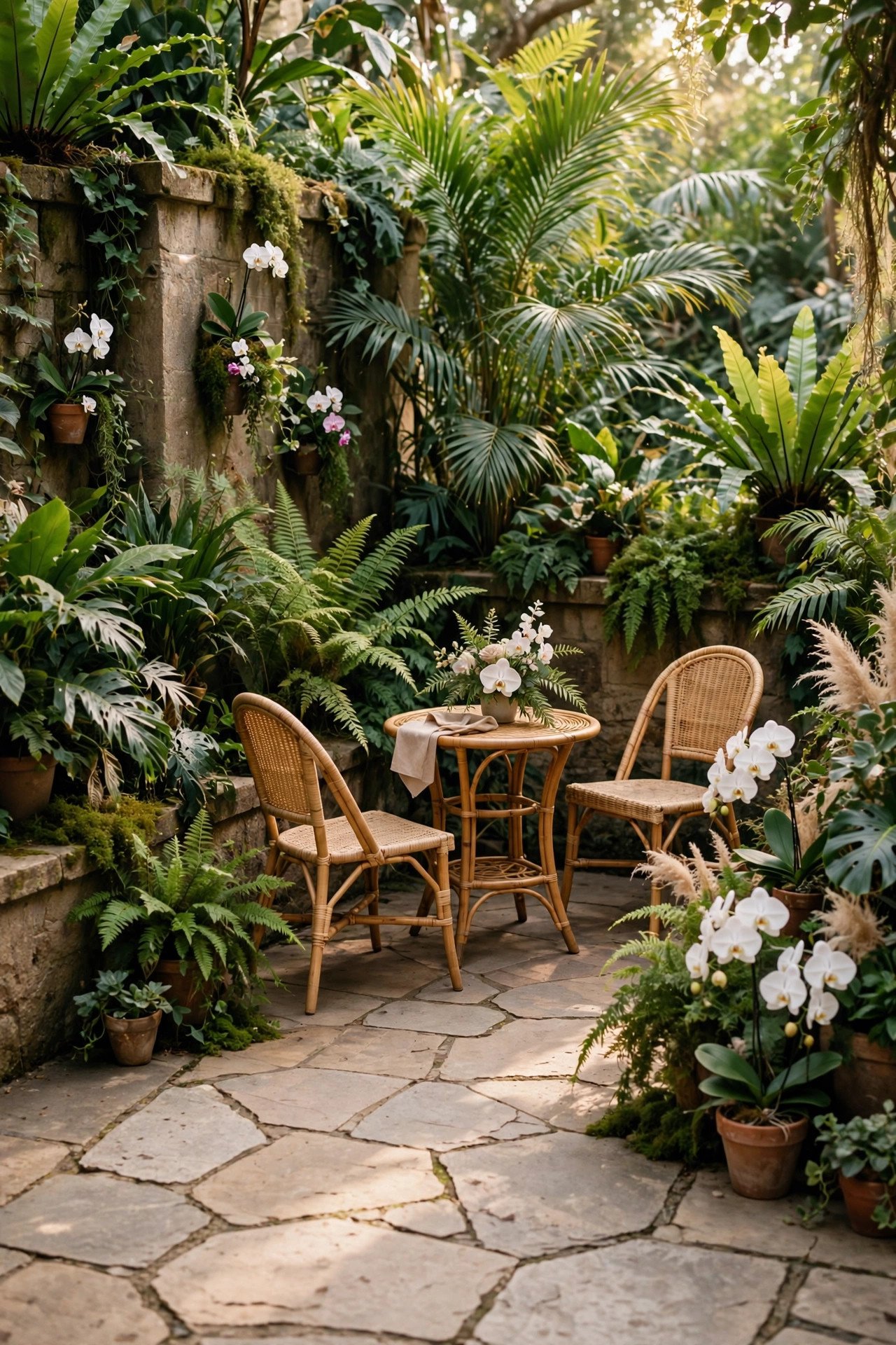 Guests enjoying a wedding welcome party: Reserve a Botanical Garden Terrace Corner