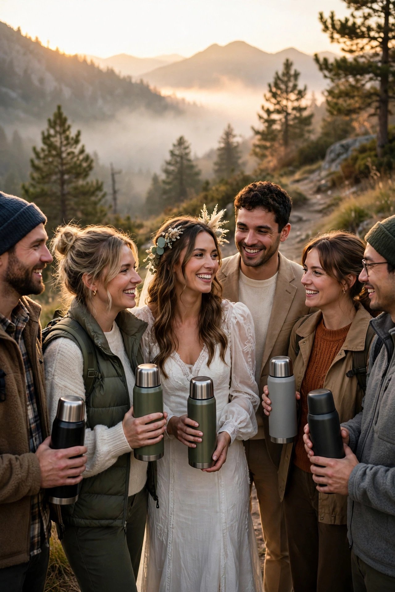 Sunrise hike with coffee for wedding weekend guests