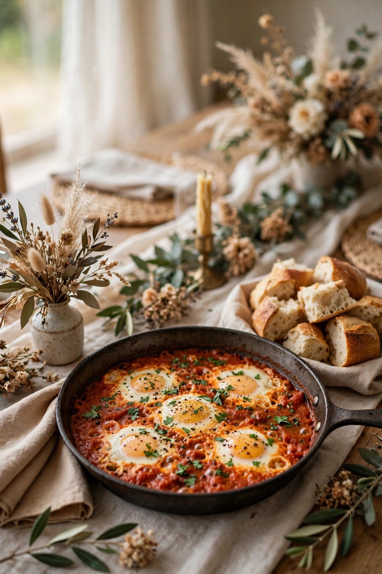 Shakshuka and Crusty Bread Pot — one pan, deep comfort at a wedding weekend celebration