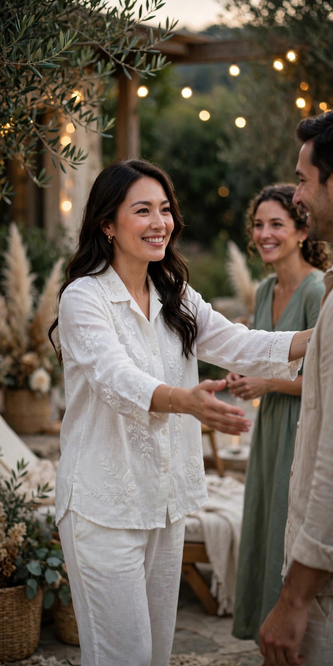 What the Bride Usually Wears — white, but make it welcome-night at a wedding weekend celebration