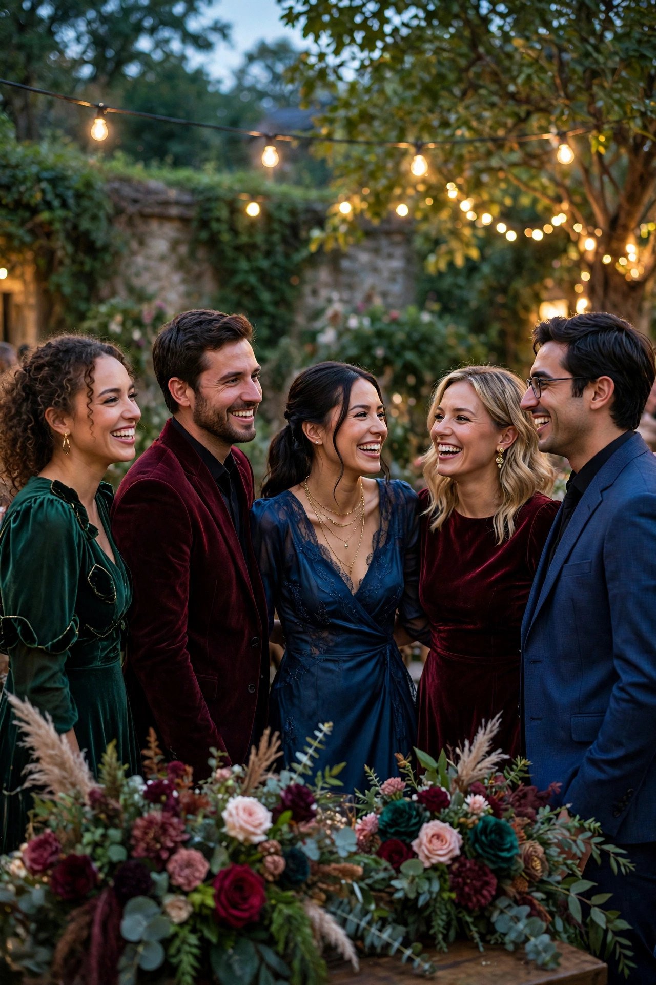 Colors That Photograph Beautifully at Night — jewel tones win after dark at a wedding weekend celebration