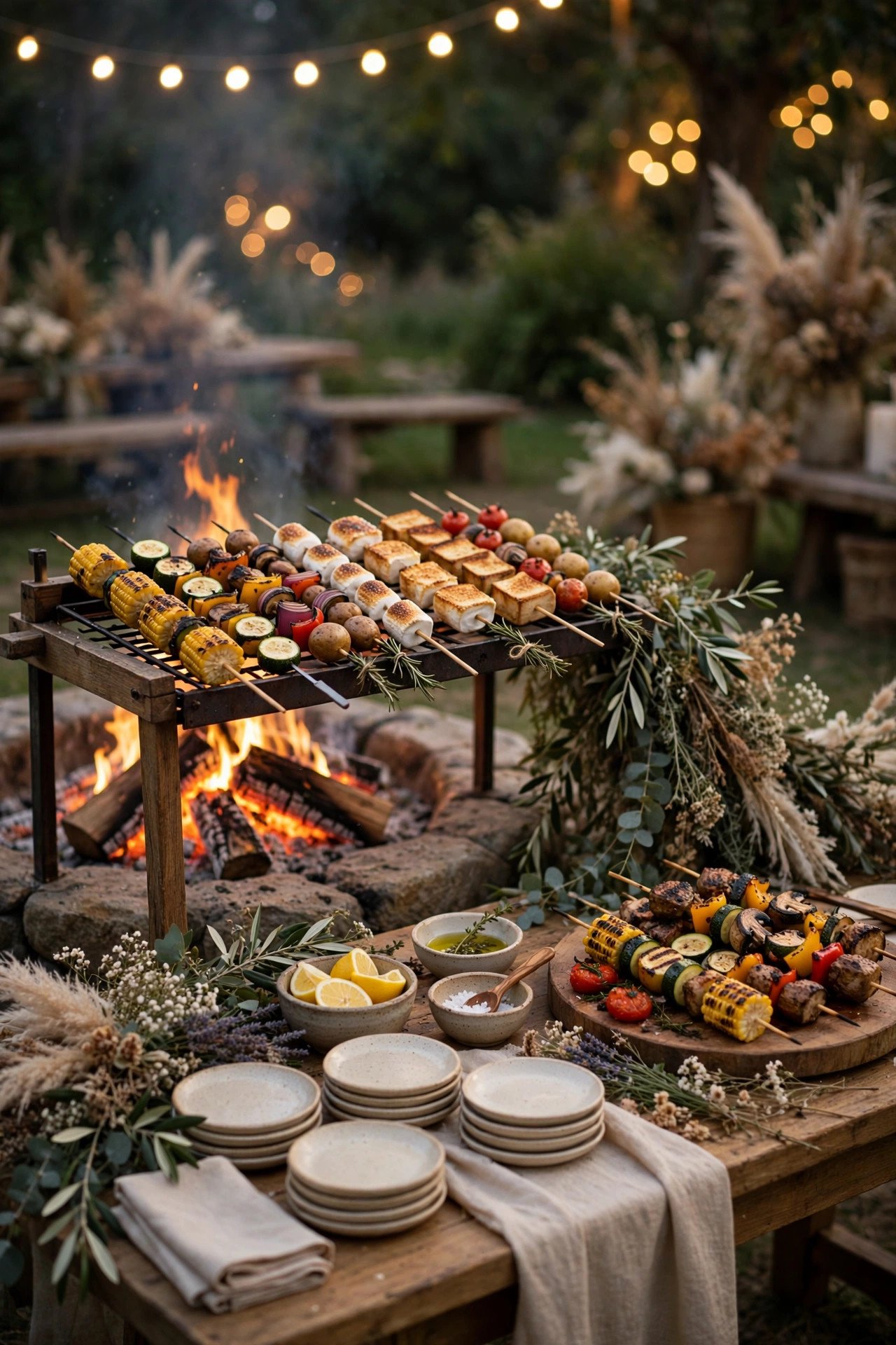 Wedding bonfire night idea: Roasted Snack Skewers Station