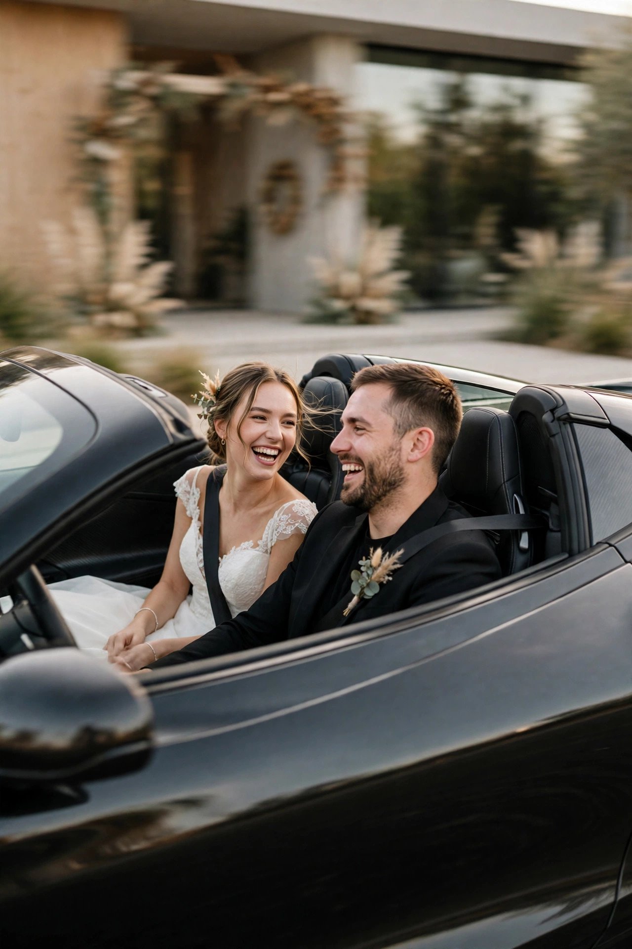 Wedding getaway car idea: Sleek Sports Car Send-Off