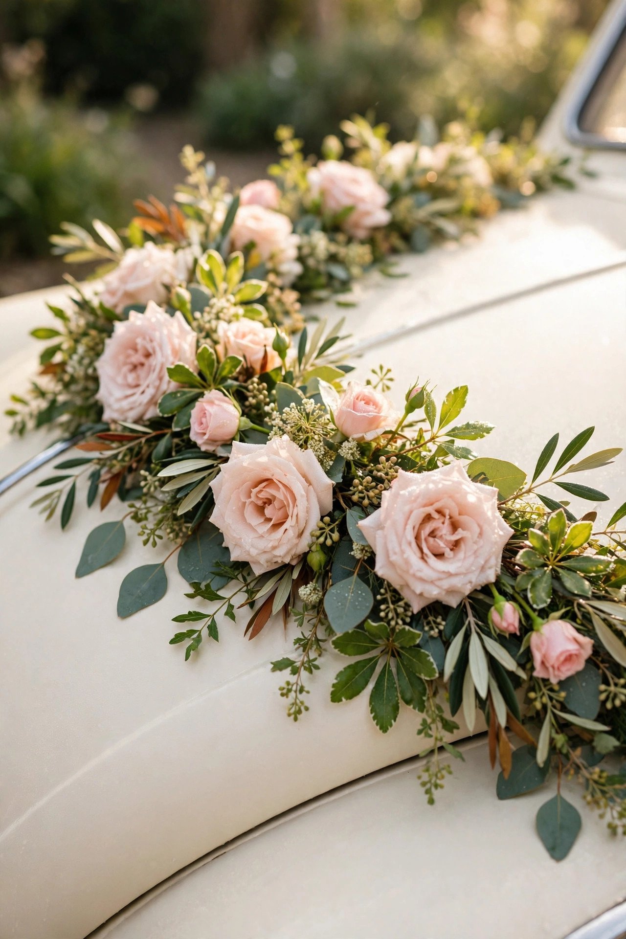 Wedding car decoration: Fresh Floral Hood Garland
