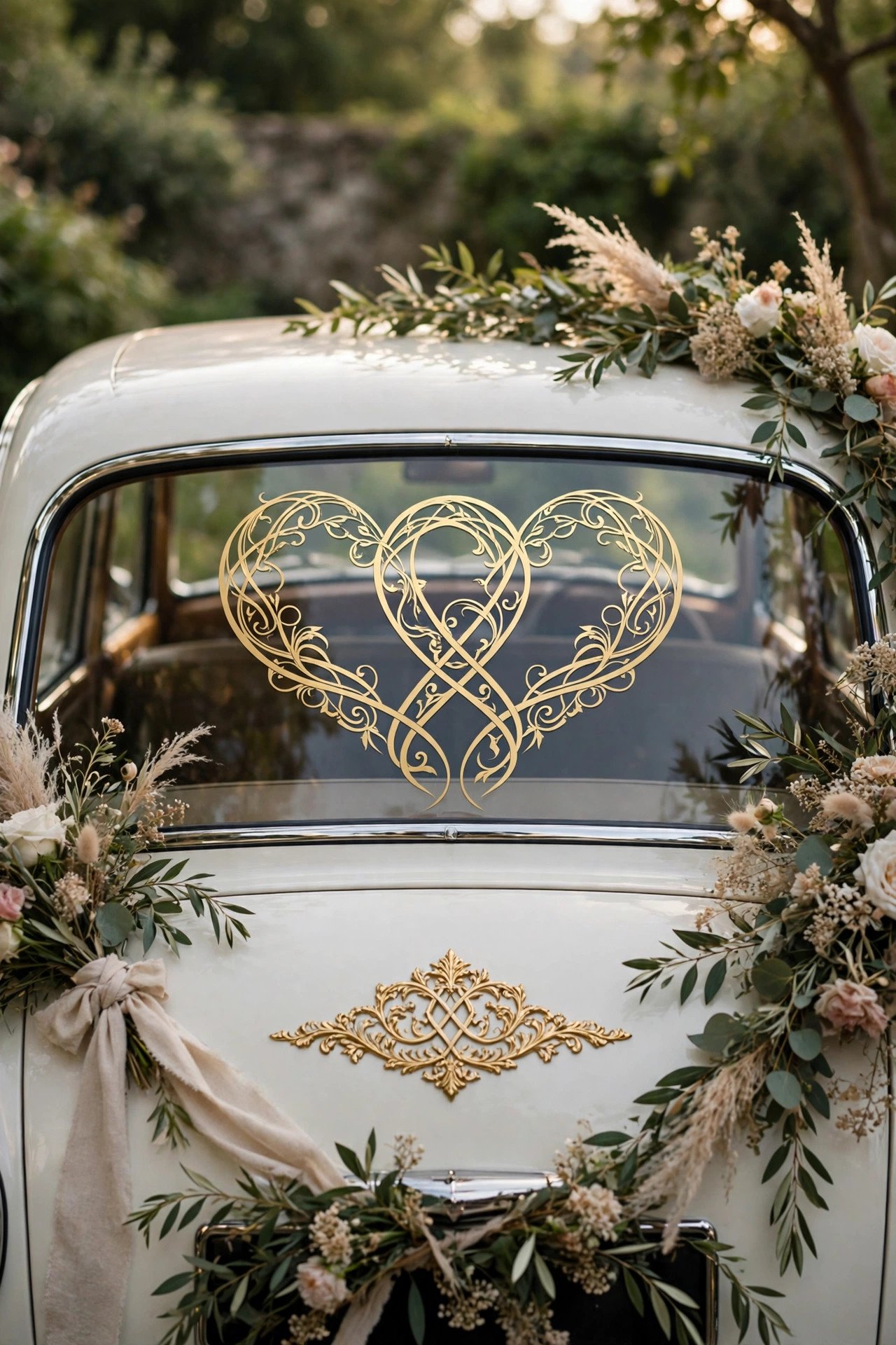 Wedding car decoration: Monogram Decal for the Rear Window