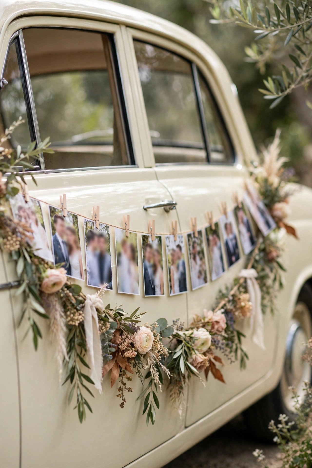 Wedding car decoration: Photo Banner of the Couple