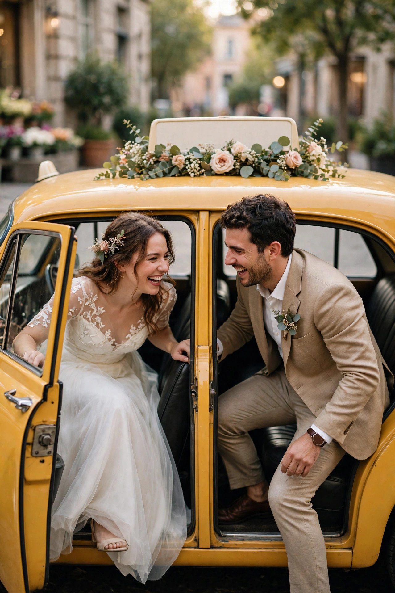 Vintage wedding car idea: Classic City Cab in Vintage Livery