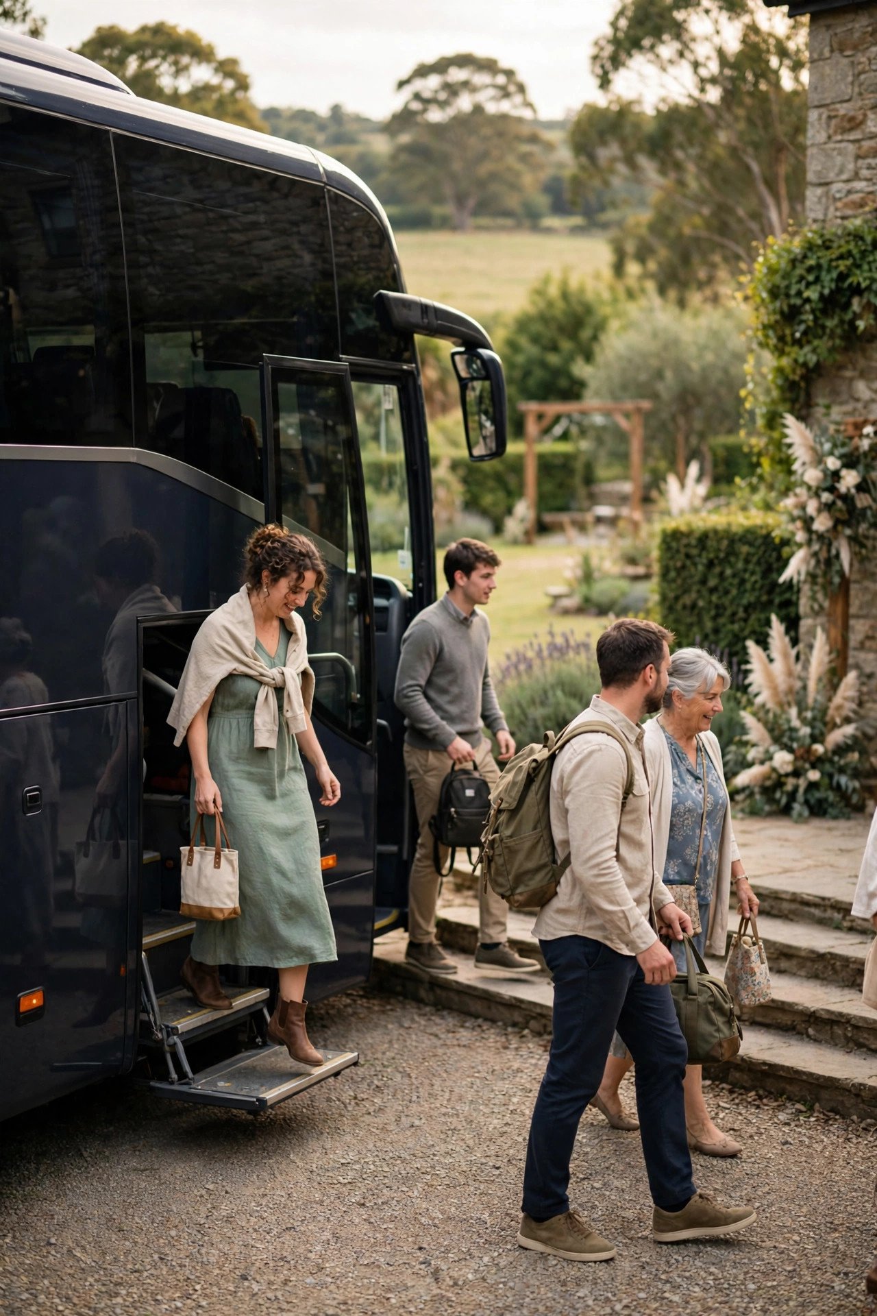 Wedding guest transportation idea: Book Coaches for Out-of-Town Clusters