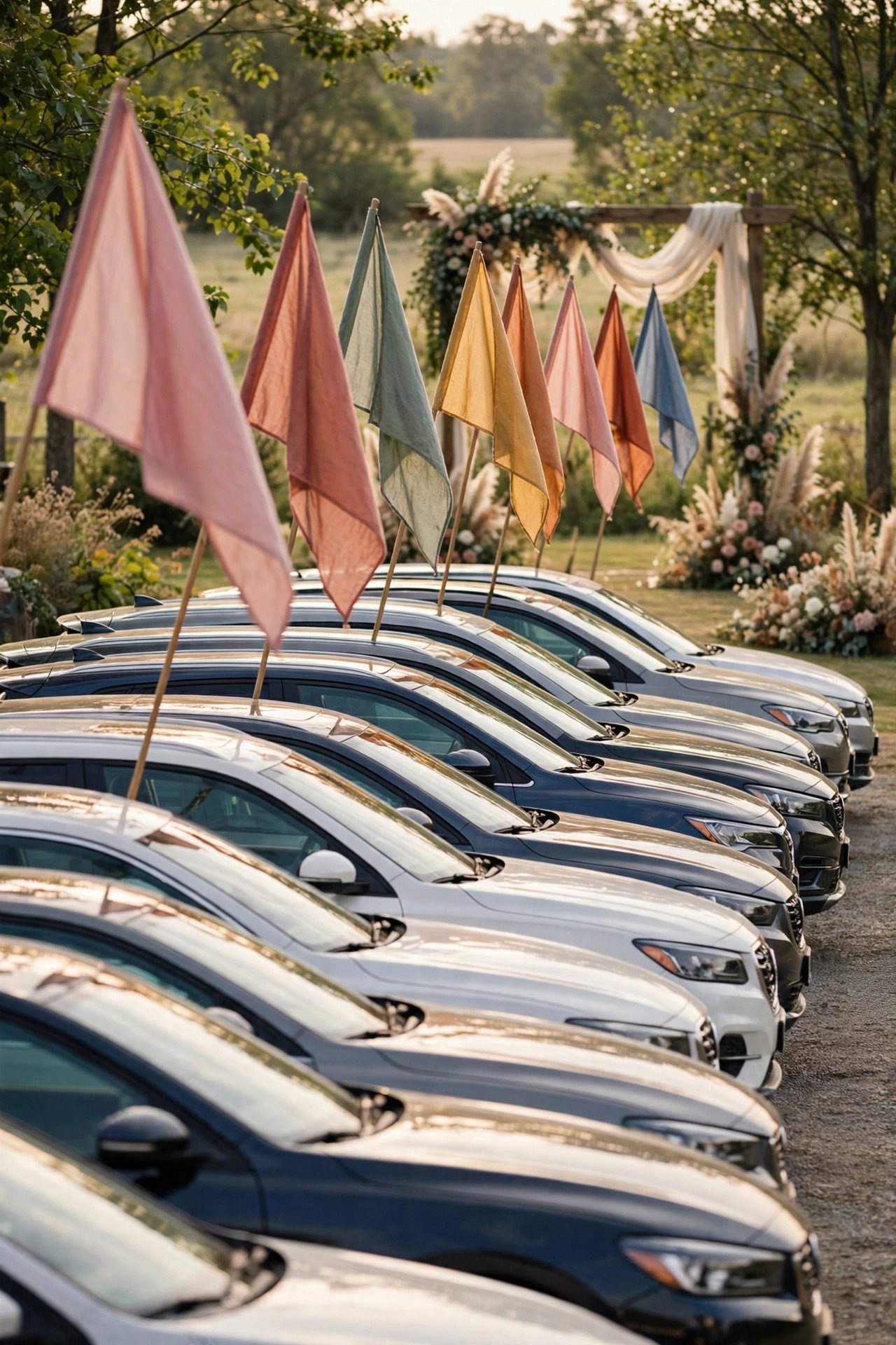 Mark Rows with Numbered Flags — wedding idea illustrated for Wedding Guest Parking Ideas