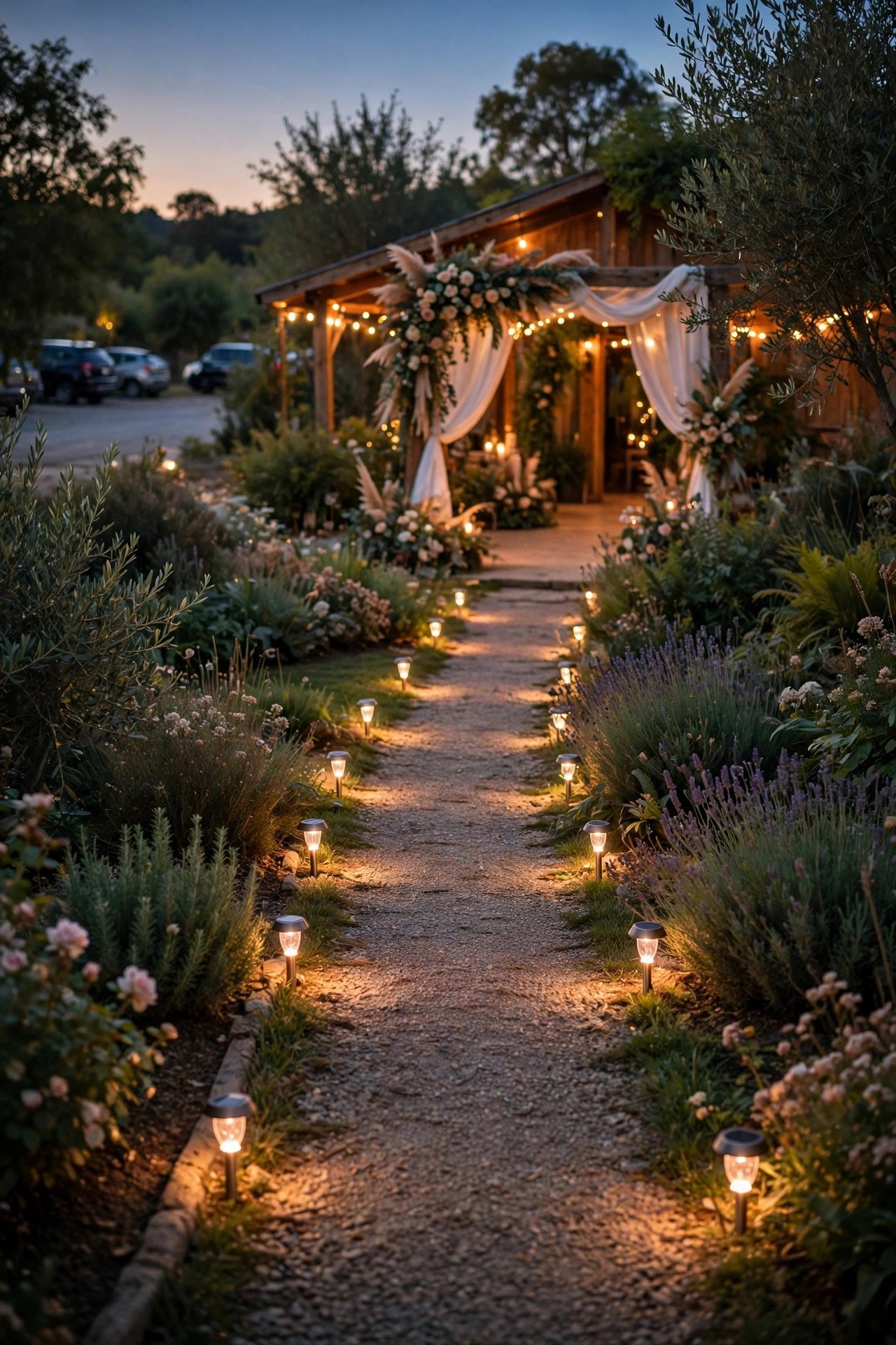 Use Solar Pathway Lights — wedding idea illustrated for Wedding Guest Parking Ideas