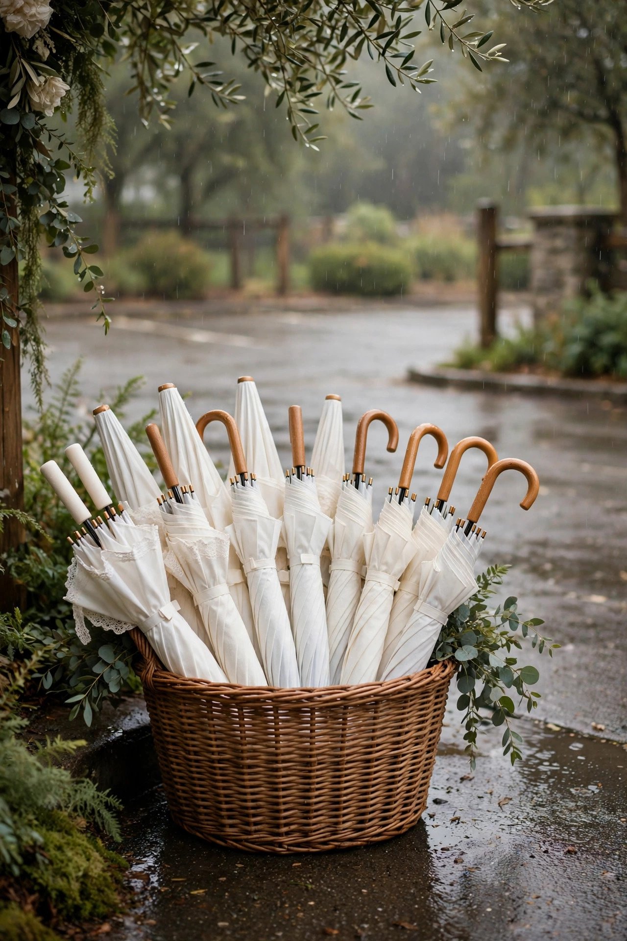 Provide Umbrellas at the Lot Entrance — wedding idea illustrated for Wedding Guest Parking Ideas