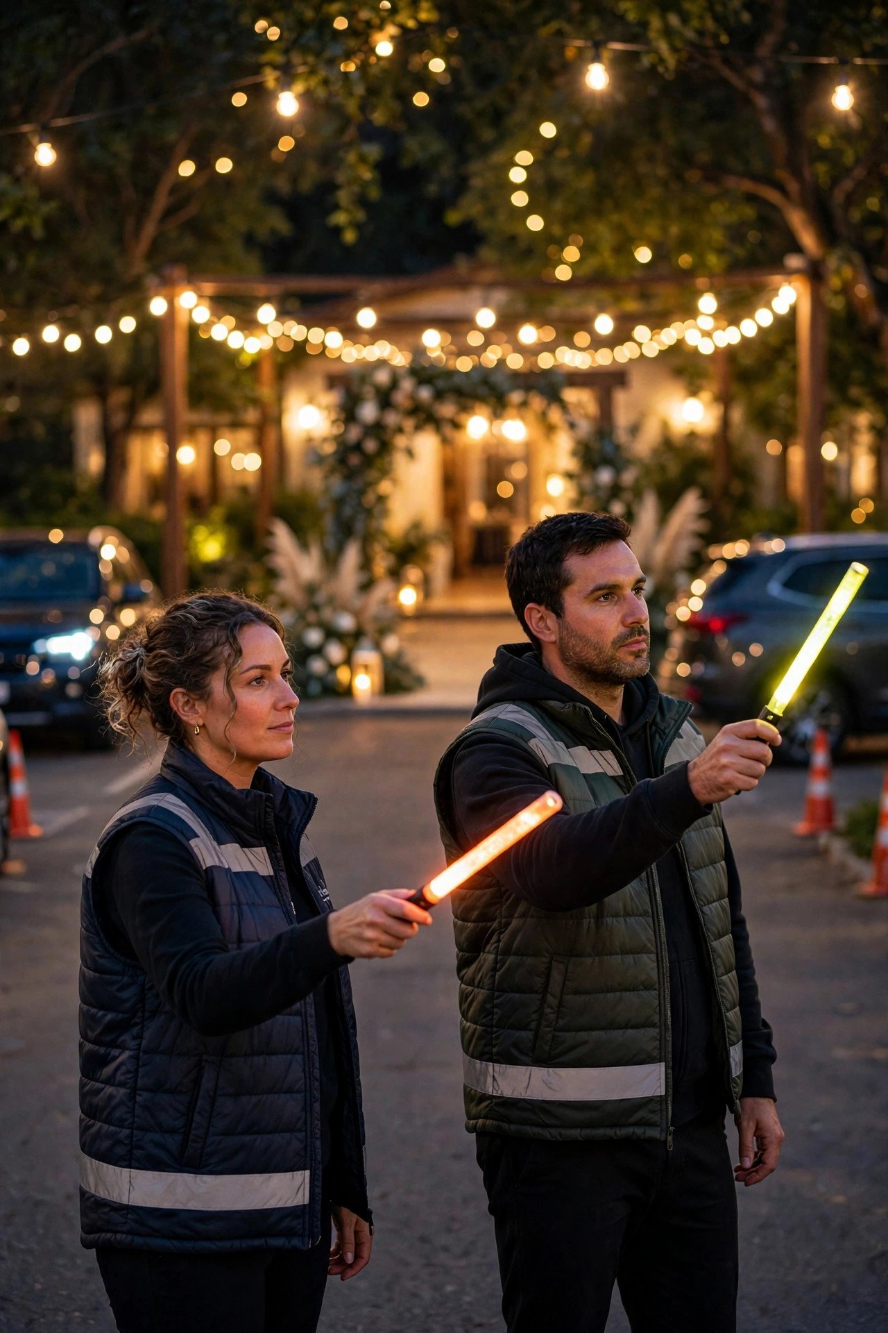 Use Glow Sticks for Night Directing — wedding idea illustrated for Wedding Guest Parking Ideas