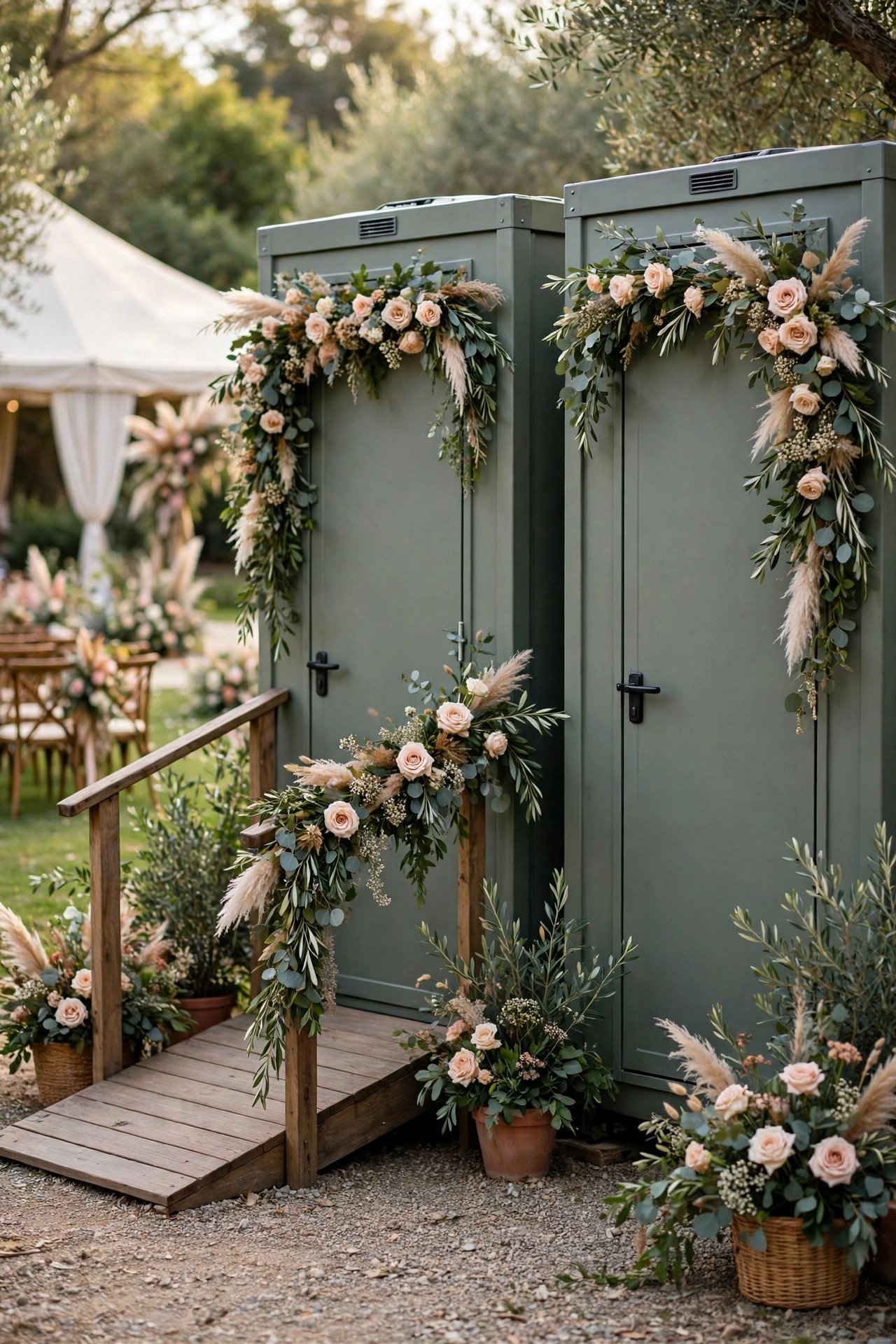 Arrange Accessible Portable Restrooms Nearby — wedding idea illustrated for Accessible Wedding Transportation Tips