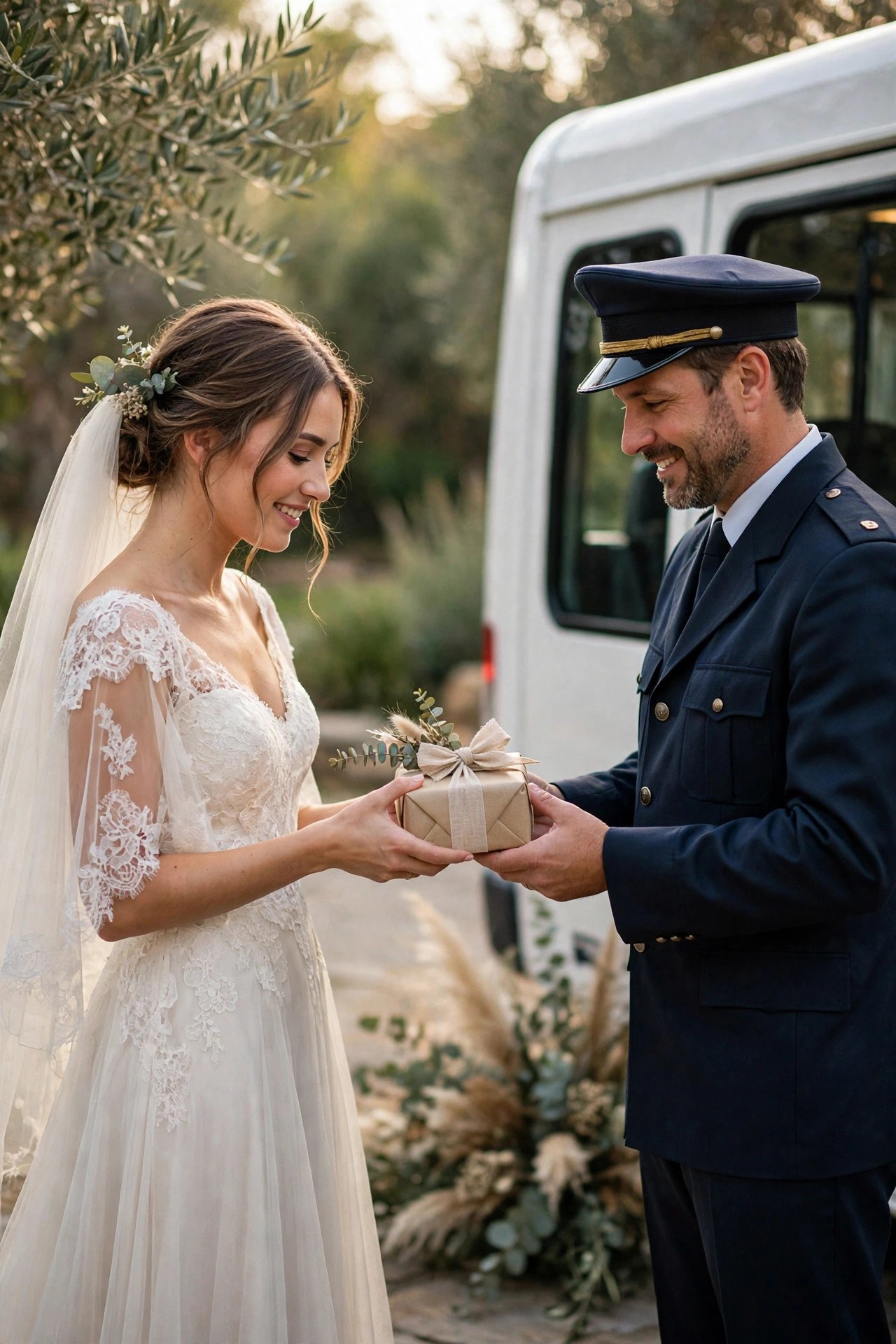 Add a Small Gift for Standout Drivers — wedding idea illustrated for Do You Tip Wedding Transportation Drivers?